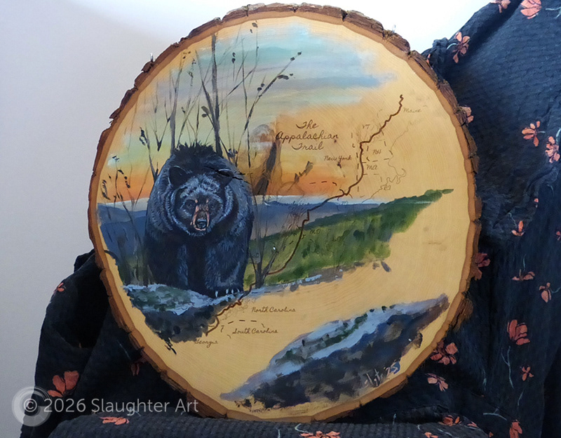  Black Bear with Map of the Appalachian Trail About 14"x16" - $230