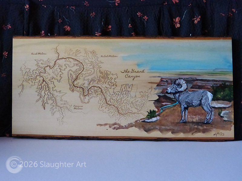 Mountain Goat with Map of the Grand Canyon National Park About 24"x12" - $300