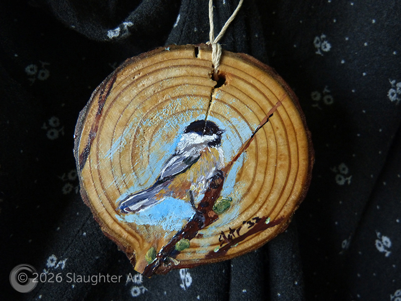 Black Capped Chickadee About 3"x3" - $35