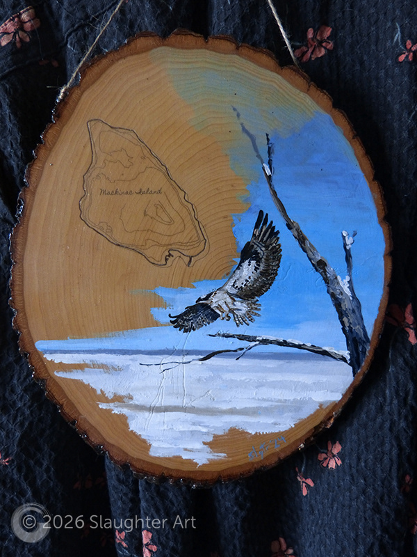 Osprey with Map of Mackinac Island About 12"x14" - $230