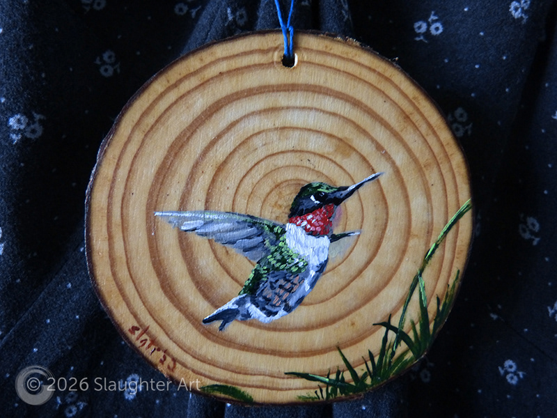 Ruby Throated Hummingbird About 3"x3" - $35