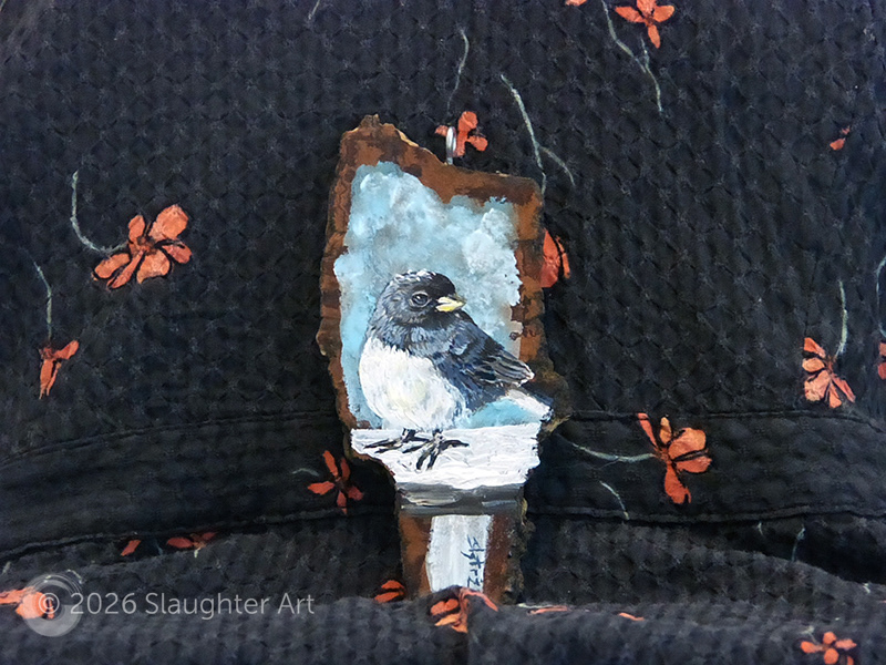 Dark Eyed Junco About 2"x5" - $50