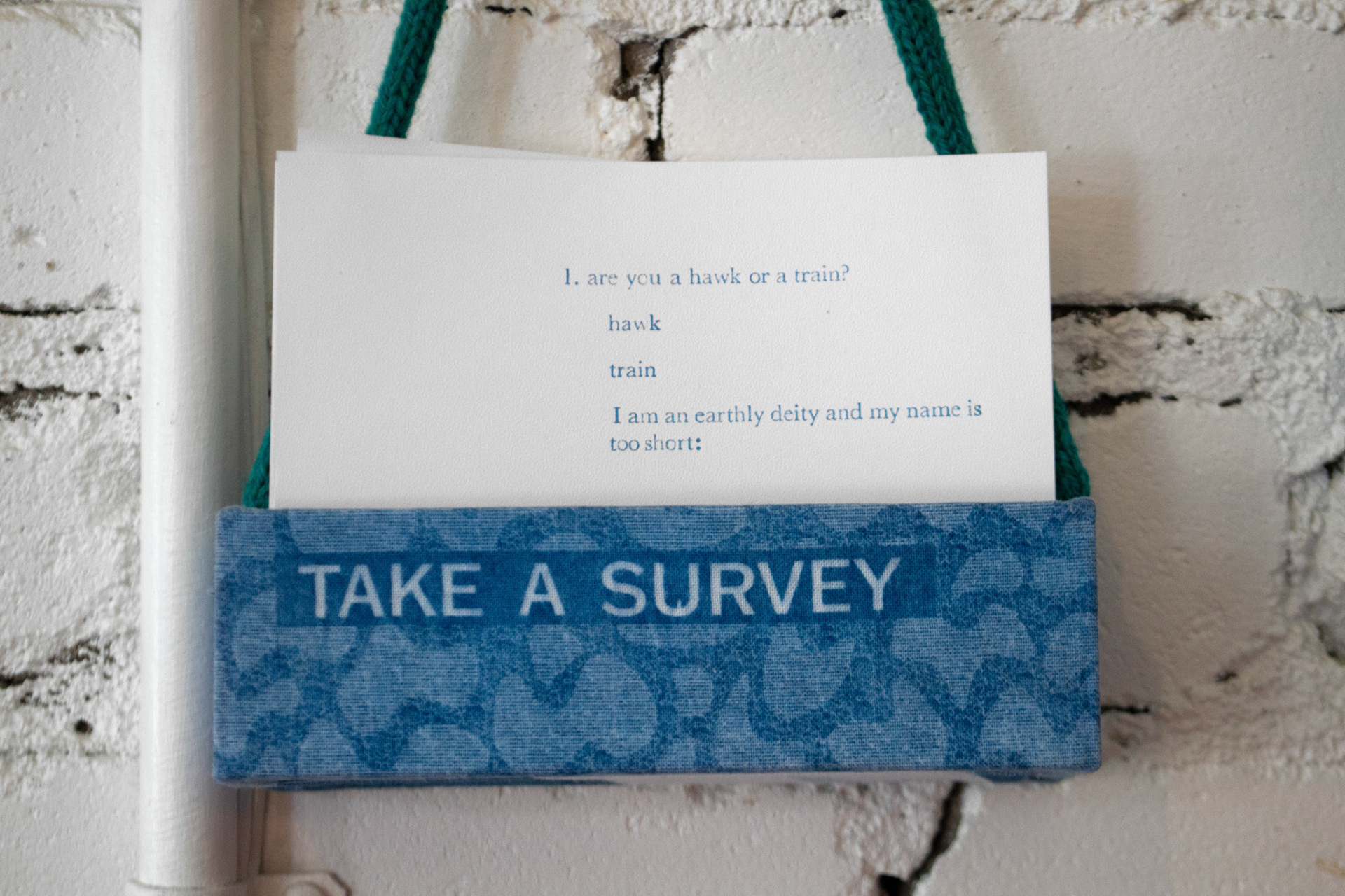 blank Hawks or Trains surveys, available for visitors to fill out