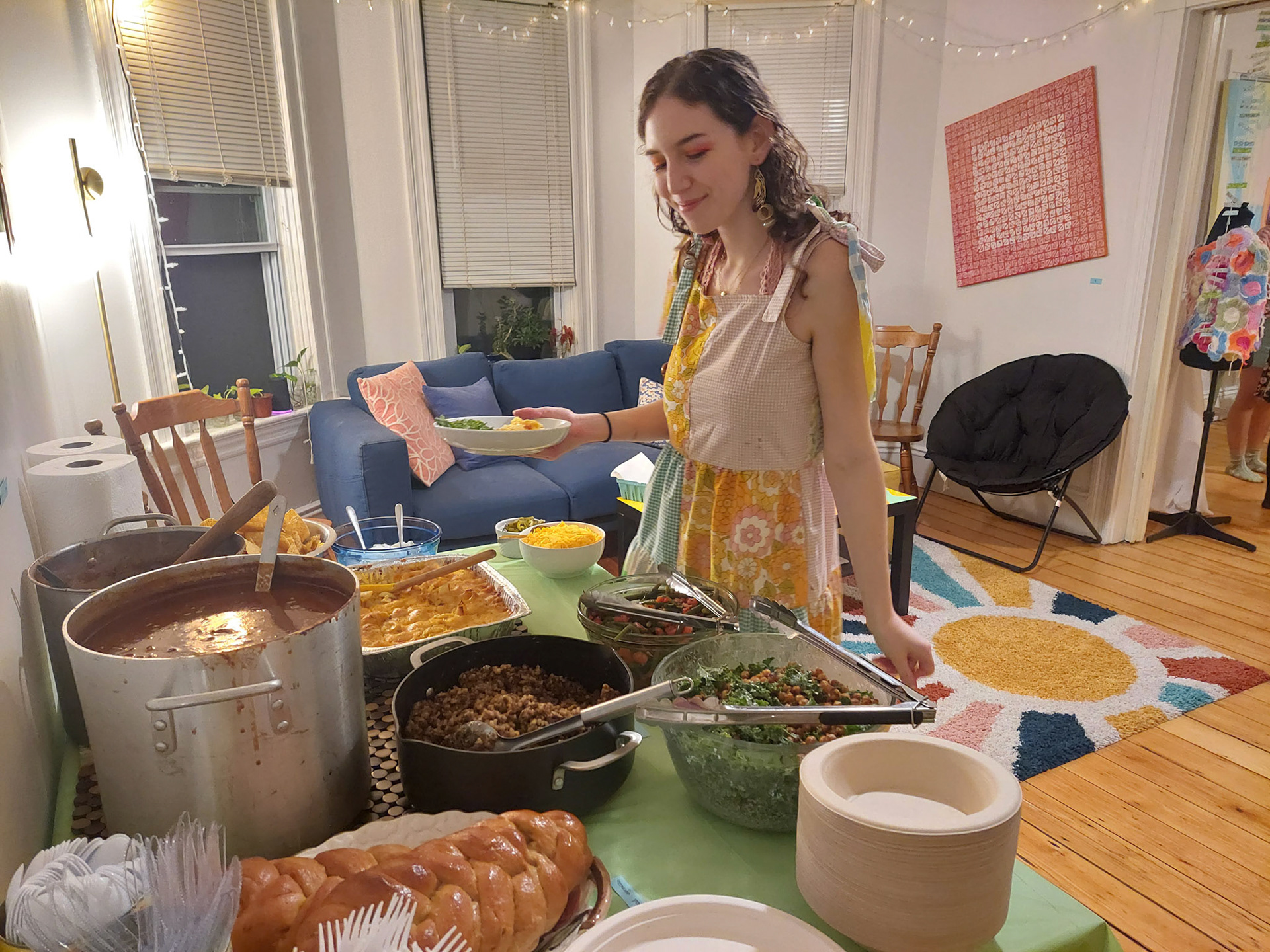 Hannah Bashkow with the meal she prepared