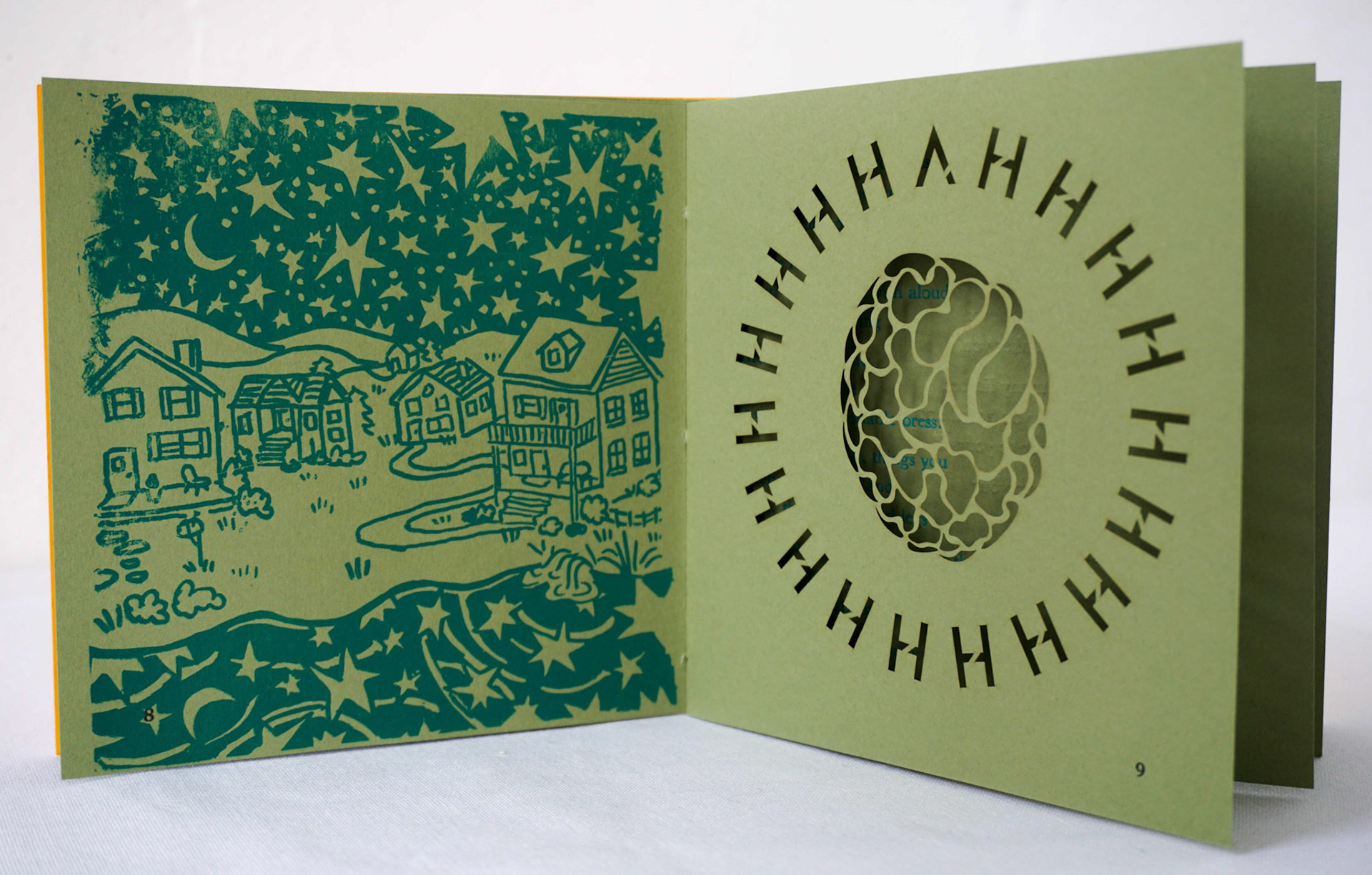 Hannah Bashkow (left) and Iris Wright (right) - screenprint and lasercut