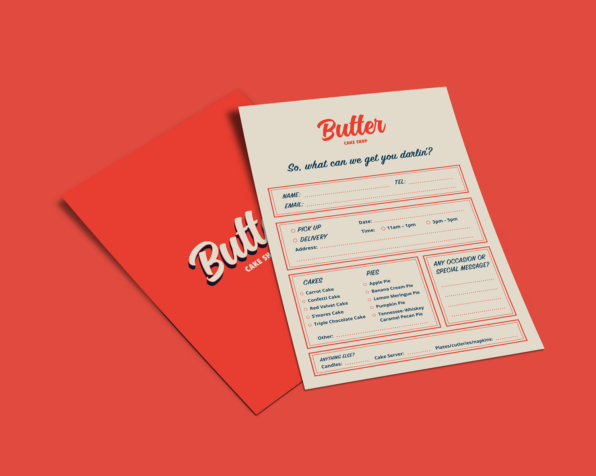 Cake Ordering Form Layout Design