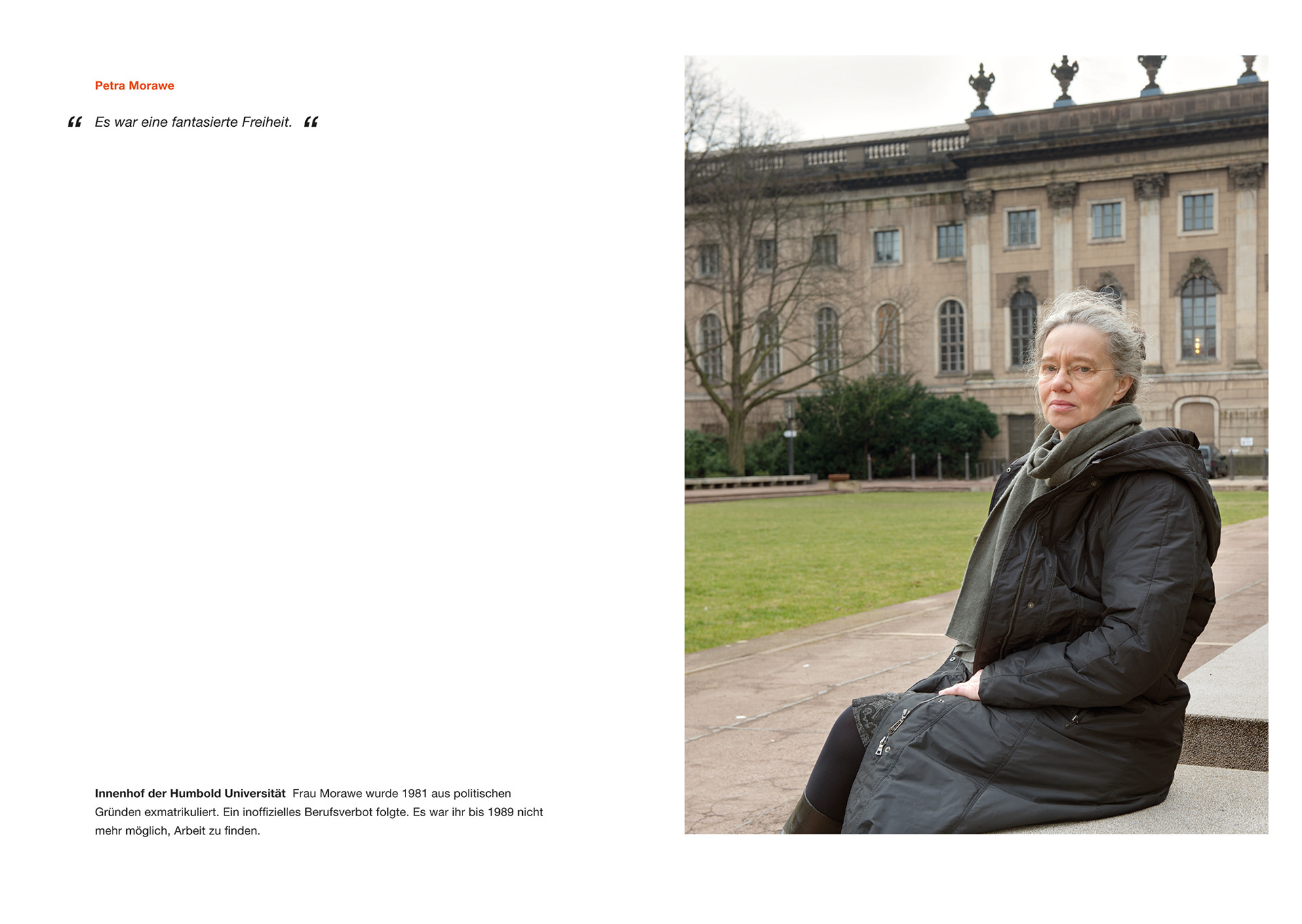 Petra Morawe im Innenhof der Humboldt-Universität zu Berlin.