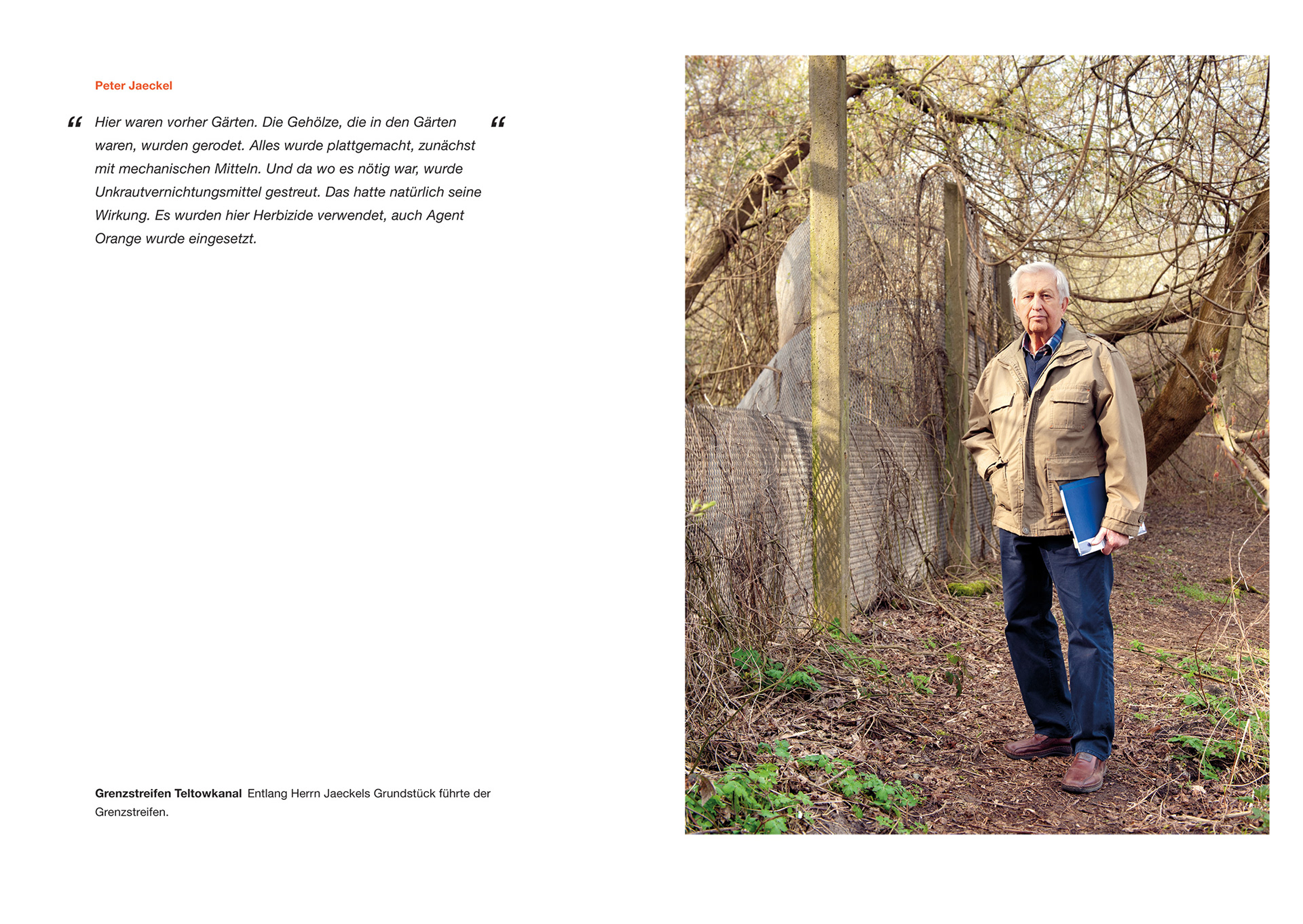 Peter Jaeckel auf dem ehemaligen Grenzstreifen Teltowkanal.