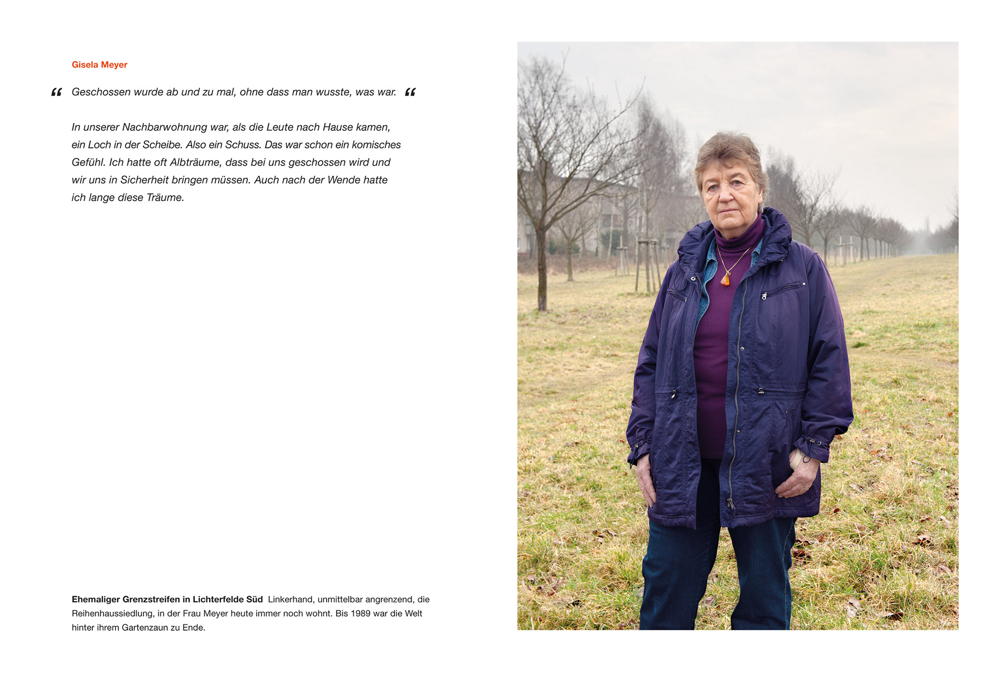 Gisela Meyer auf dem ehemaligen Grenzstreifen in Lichterfelde Süd.