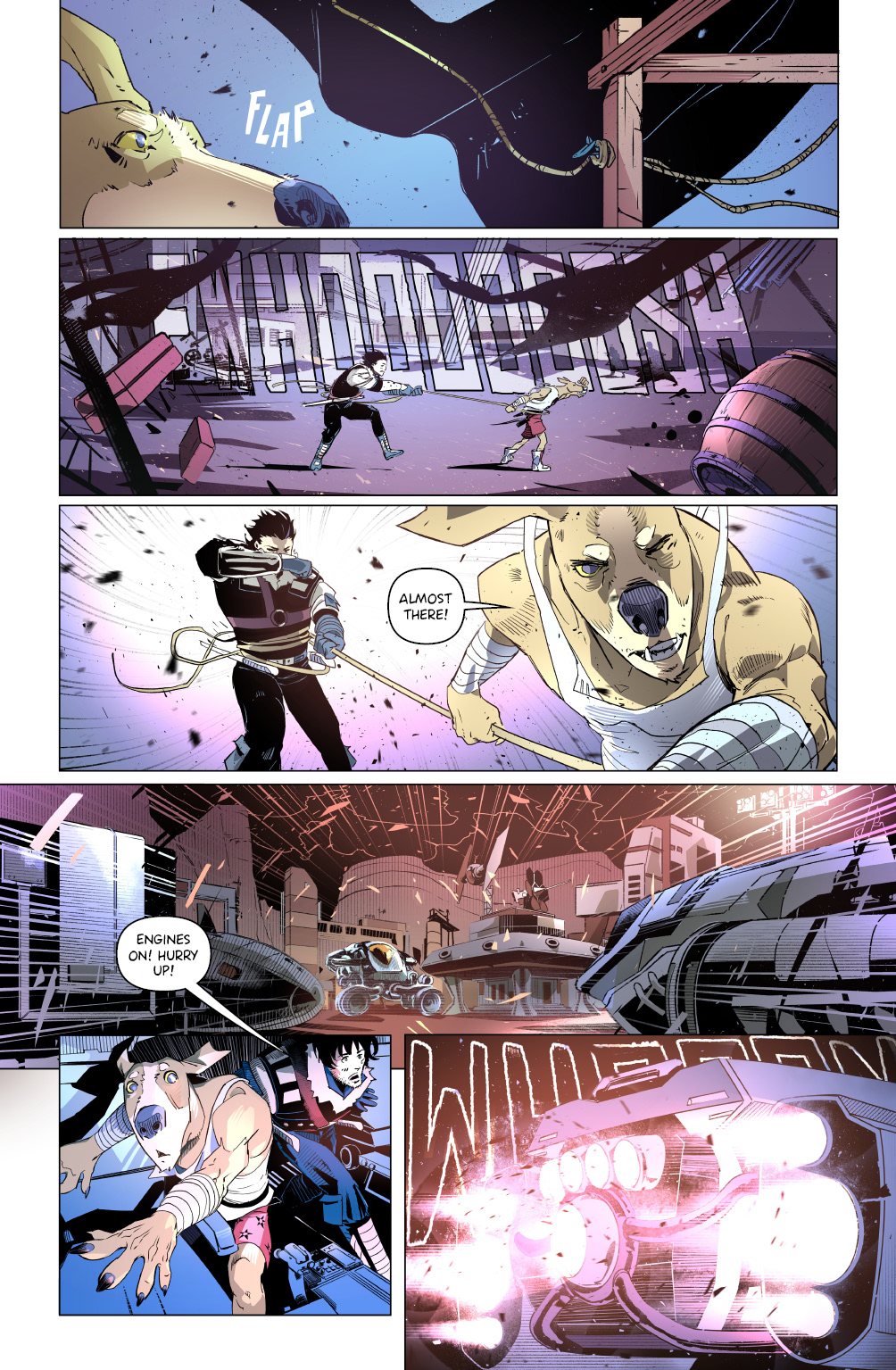 'Crunchy Star' comic pages, with line and color art by LCA represented artist, Dario D'Angelo