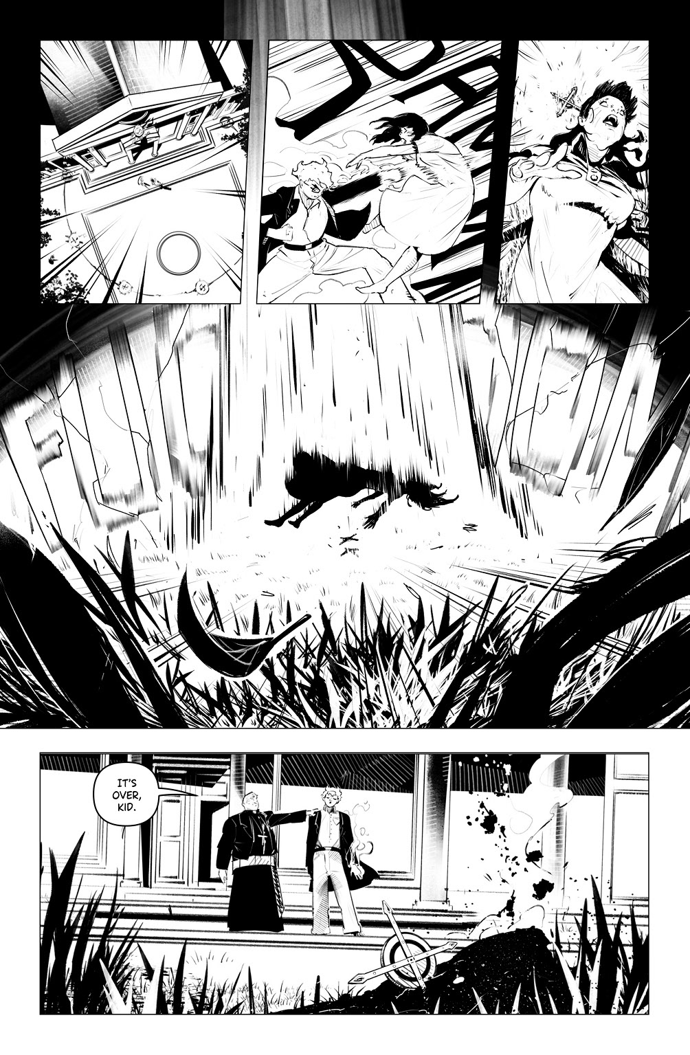 'Nic Hell' comic pages, with line by LCA represented artist, Dario D'Angelo