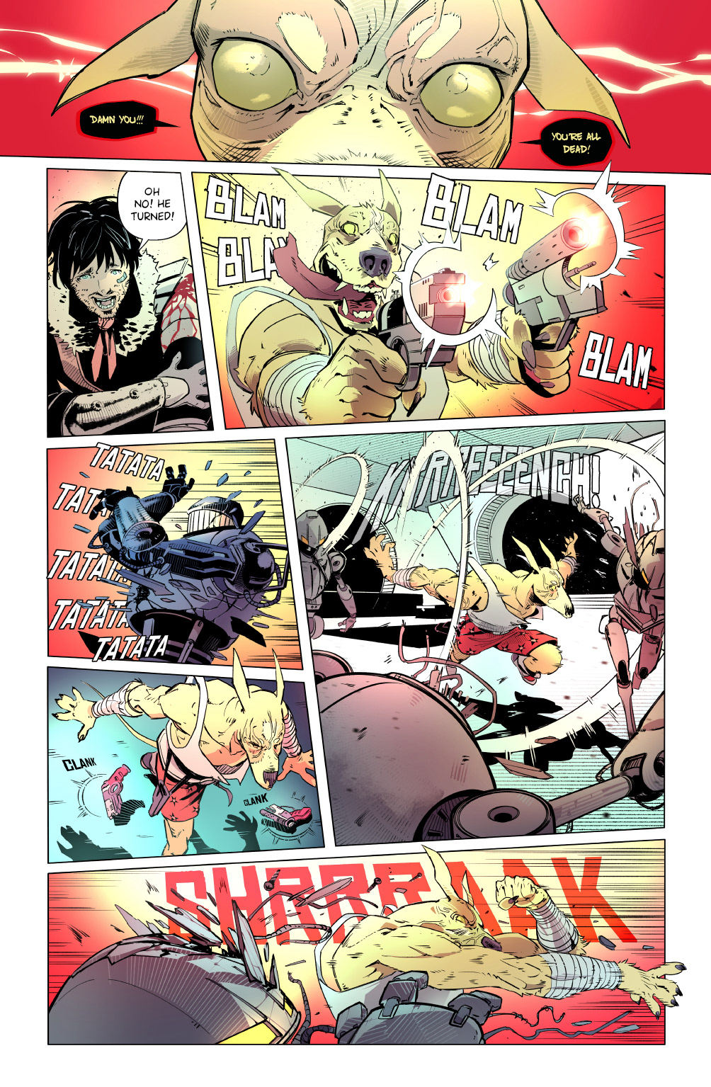 'Crunchy Star' comic pages, with line and color art by LCA represented artist, Dario D'Angelo