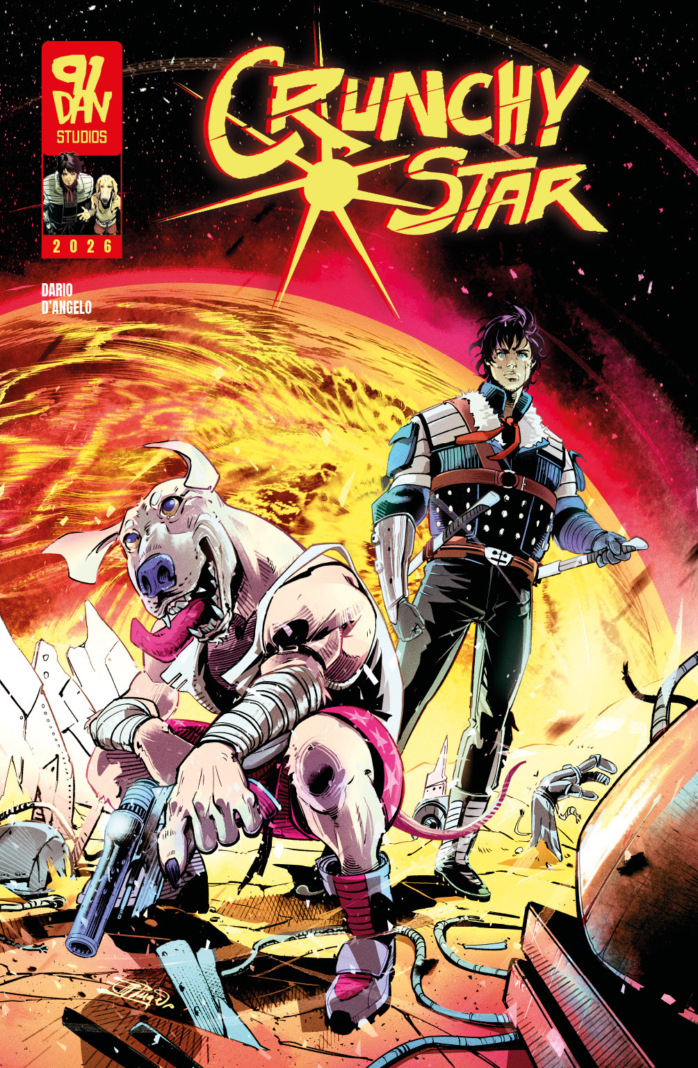 'Crunchy Star' comic pages, with line and color art by LCA represented artist, Dario D'Angelo