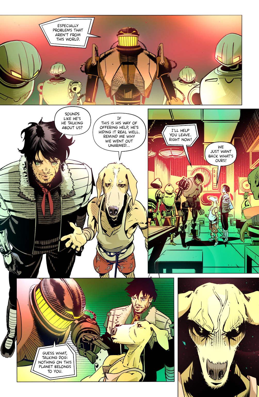 'Crunchy Star' comic pages, with line and color art by LCA represented artist, Dario D'Angelo