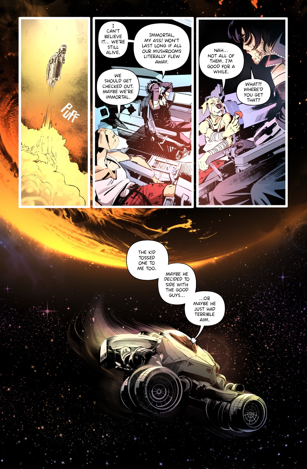 'Crunchy Star' comic pages, with line and color art by LCA represented artist, Dario D'Angelo