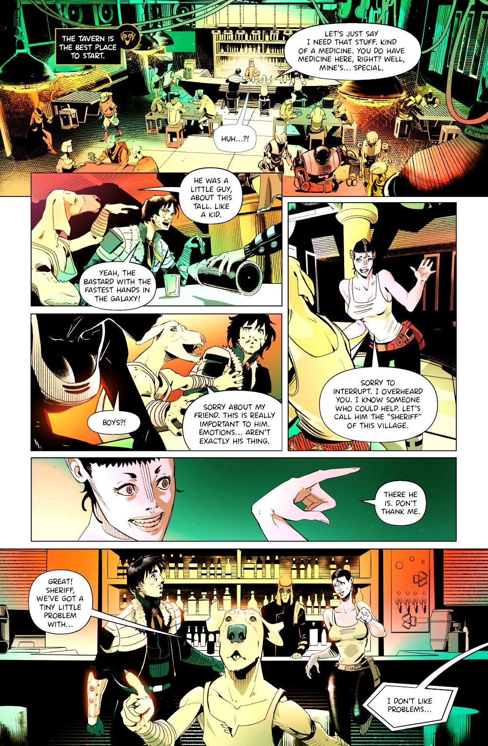 'Crunchy Star' comic pages, with line and color art by LCA represented artist, Dario D'Angelo