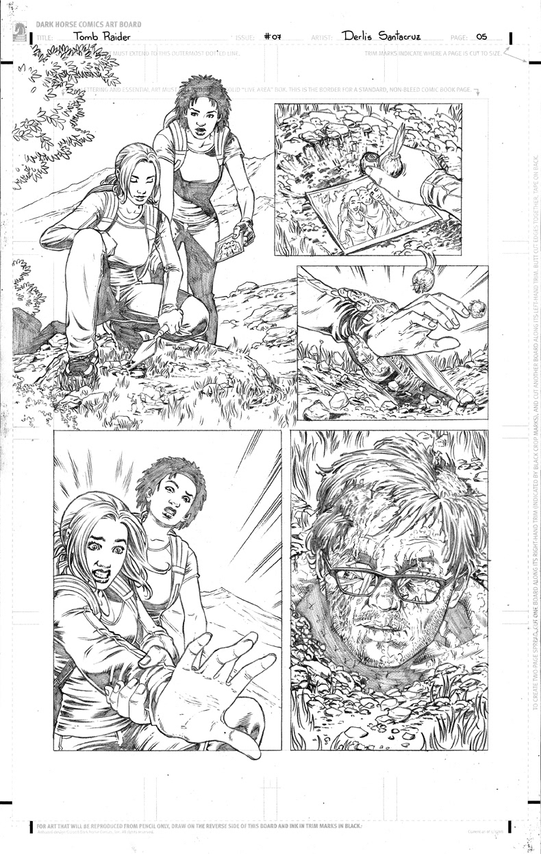 Derlis S. Benitez line art on Dark Horse Comics' Tomb Raider. 
