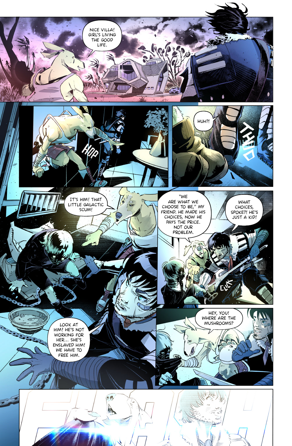 'Crunchy Star' comic pages, with line and color art by LCA represented artist, Dario D'Angelo