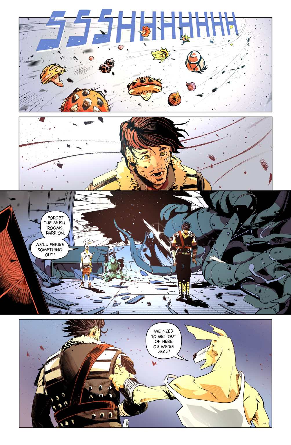 'Crunchy Star' comic pages, with line and color art by LCA represented artist, Dario D'Angelo