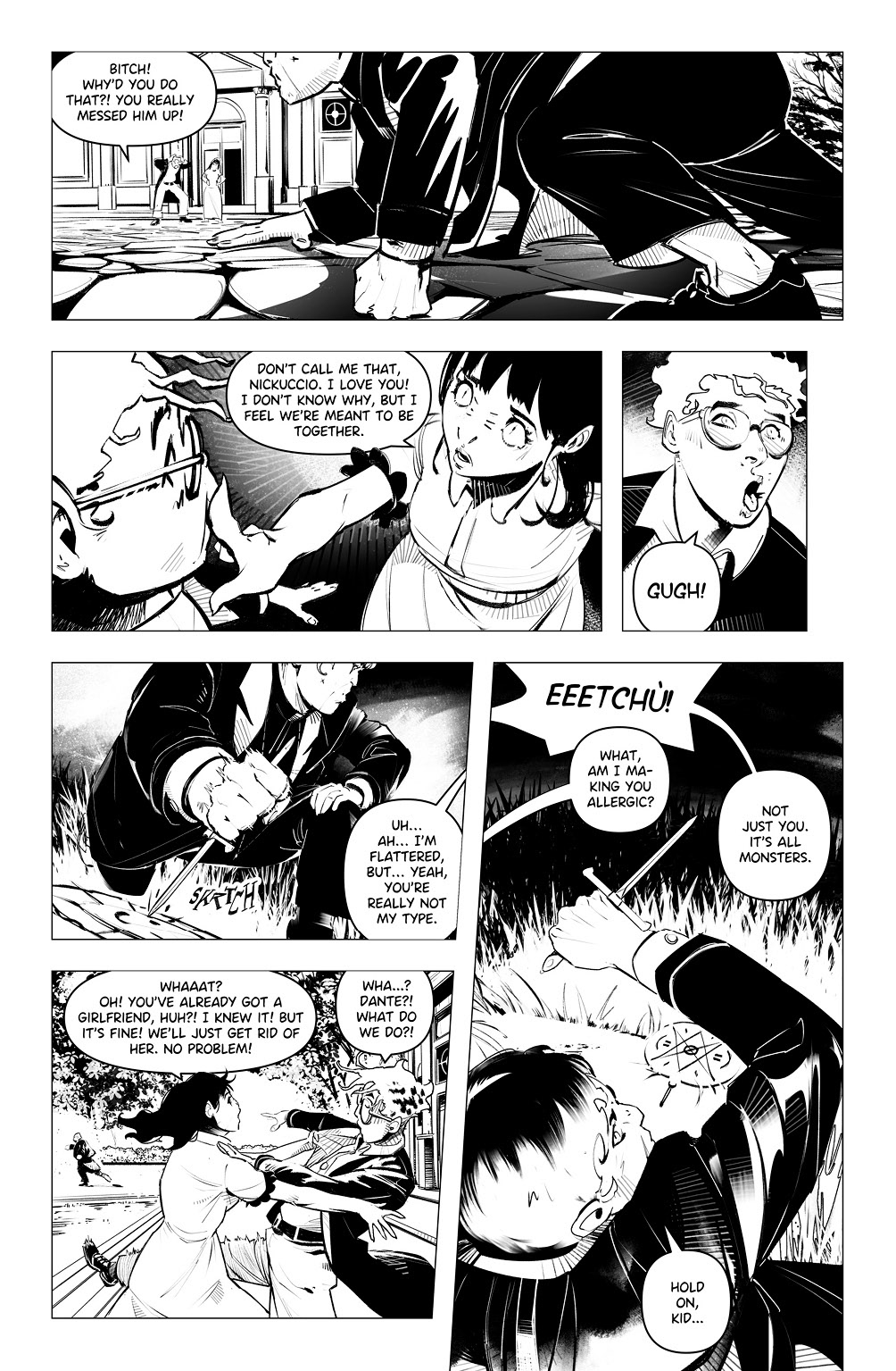 'Nic Hell' comic pages, with line by LCA represented artist, Dario D'Angelo