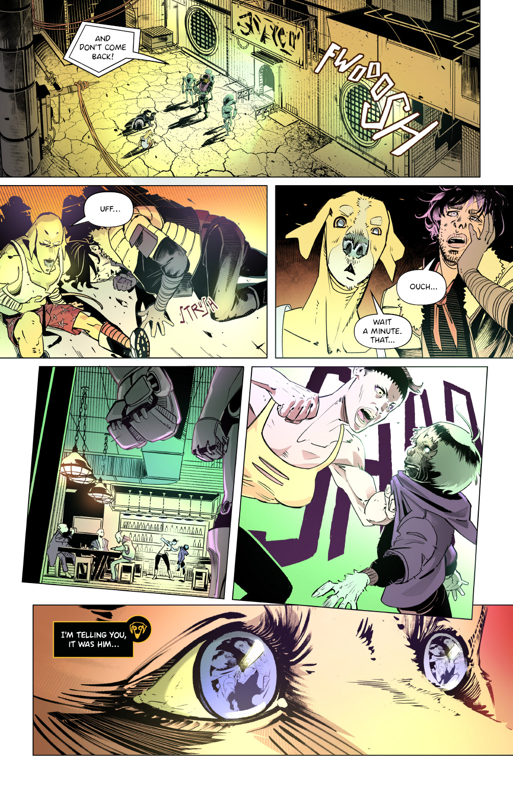 'Crunchy Star' comic pages, with line and color art by LCA represented artist, Dario D'Angelo