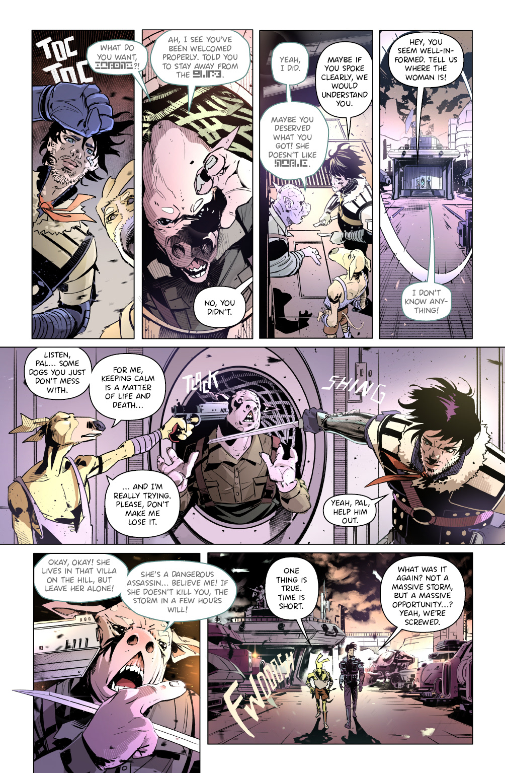 'Crunchy Star' comic pages, with line and color art by LCA represented artist, Dario D'Angelo