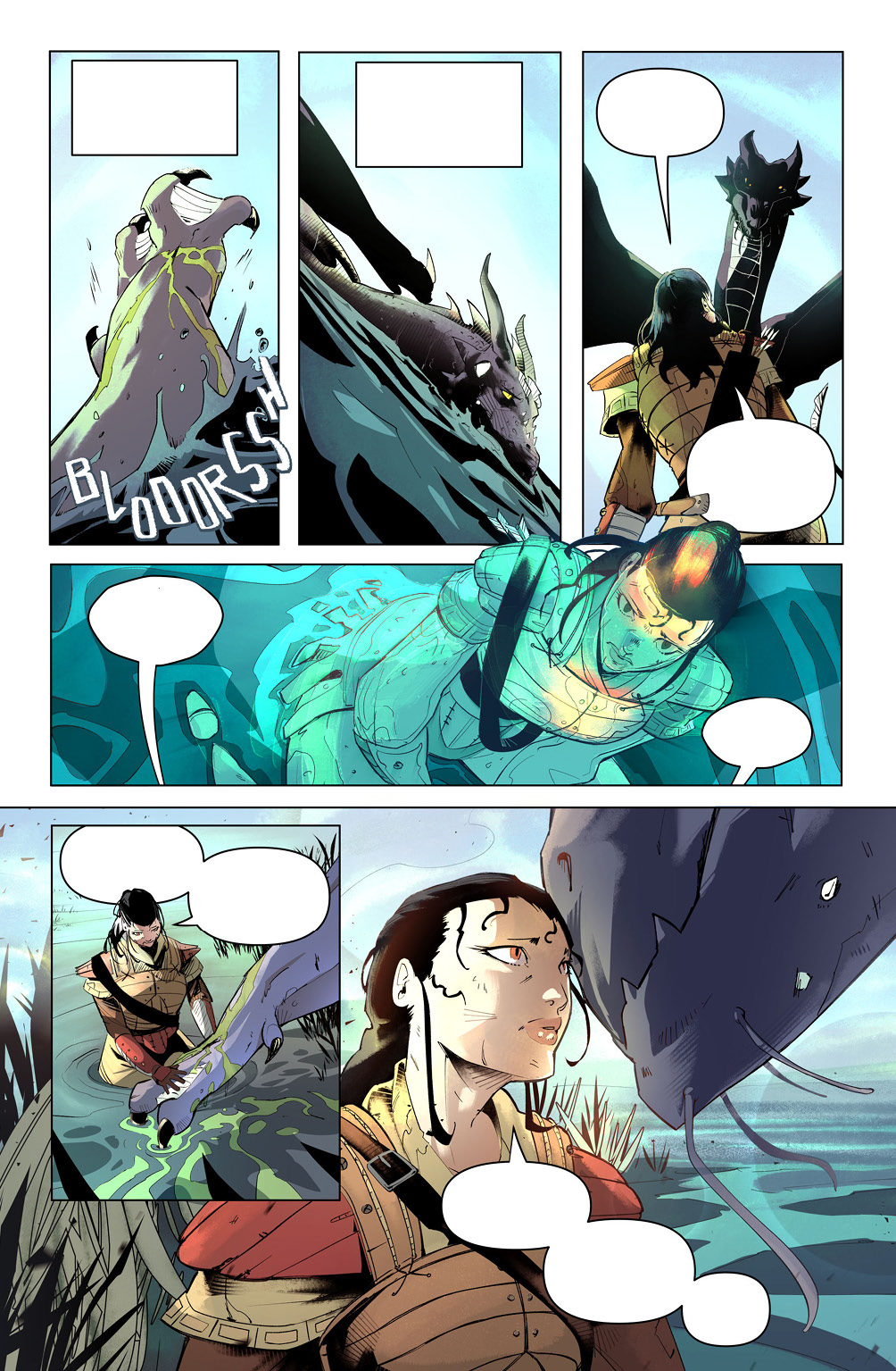 'Dragon Foundation' comic pages, with line and color art by LCA represented artist, Dario D'Angelo