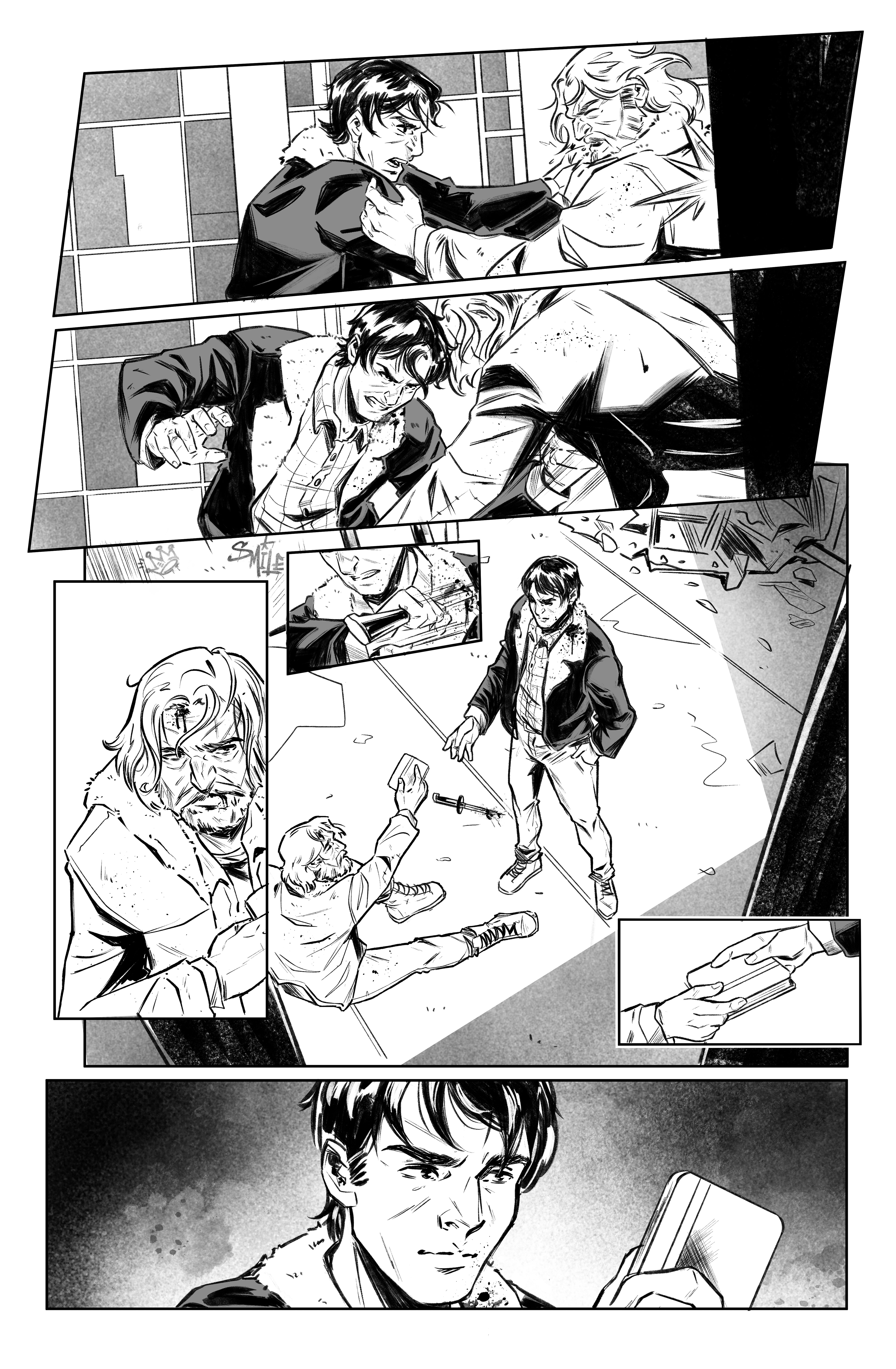 Sanction test page for Mad Cave Comics