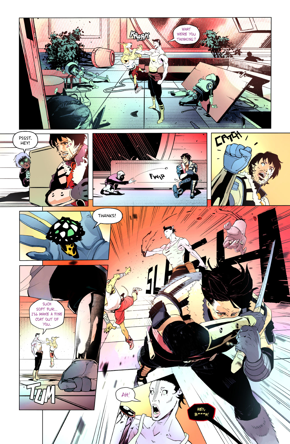 'Crunchy Star' comic pages, with line and color art by LCA represented artist, Dario D'Angelo