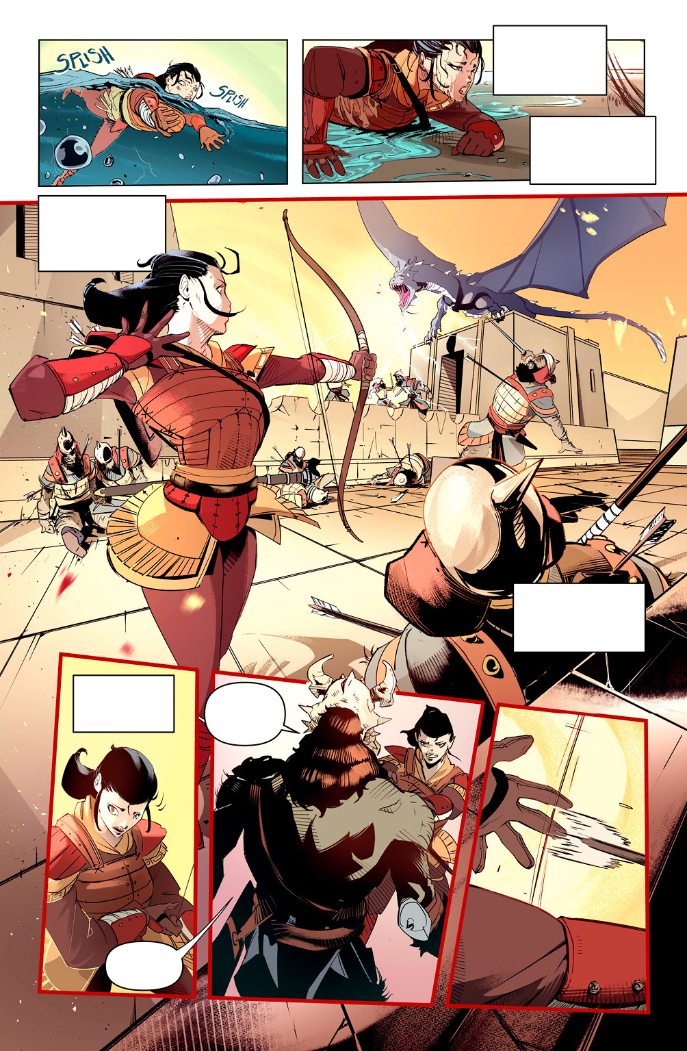 'Dragon Foundation' comic pages, with line and color art by LCA represented artist, Dario D'Angelo