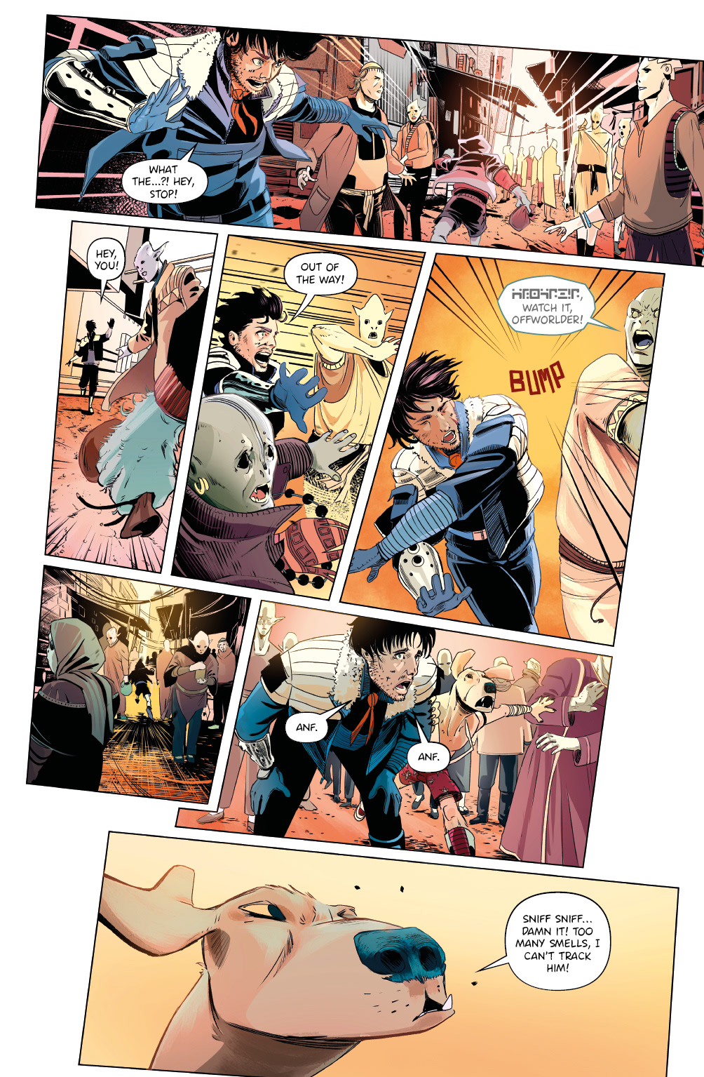 'Crunchy Star' comic pages, with line and color art by LCA represented artist, Dario D'Angelo