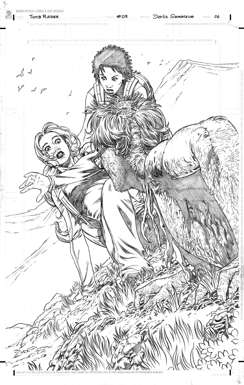 Derlis S. Benitez line art on Dark Horse Comics' Tomb Raider.