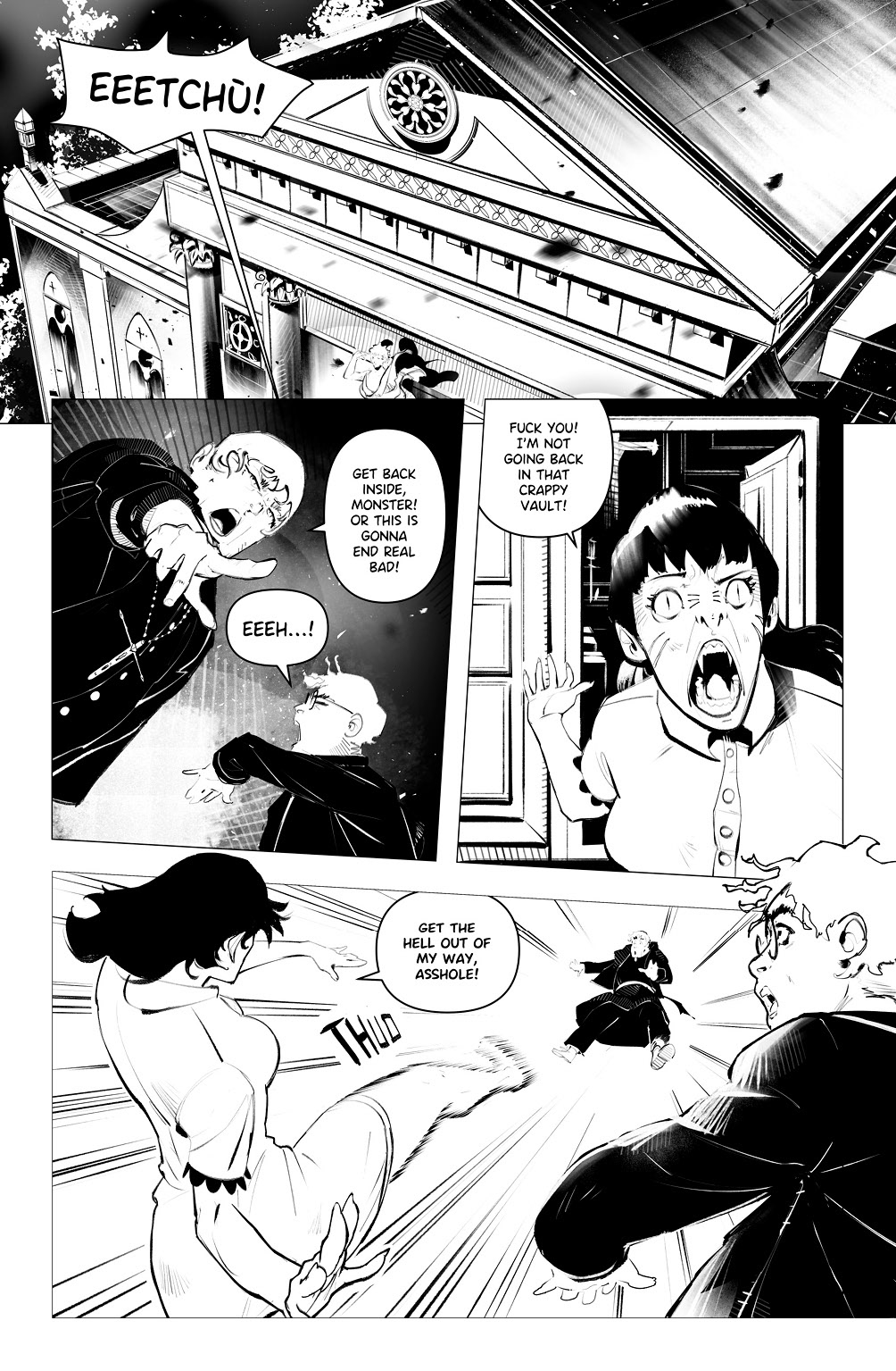 'Nic Hell' comic pages, with line by LCA represented artist, Dario D'Angelo