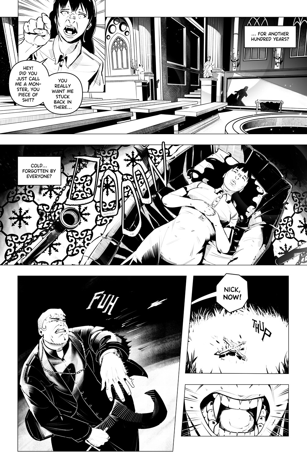 'Nic Hell' comic pages, with line by LCA represented artist, Dario D'Angelo