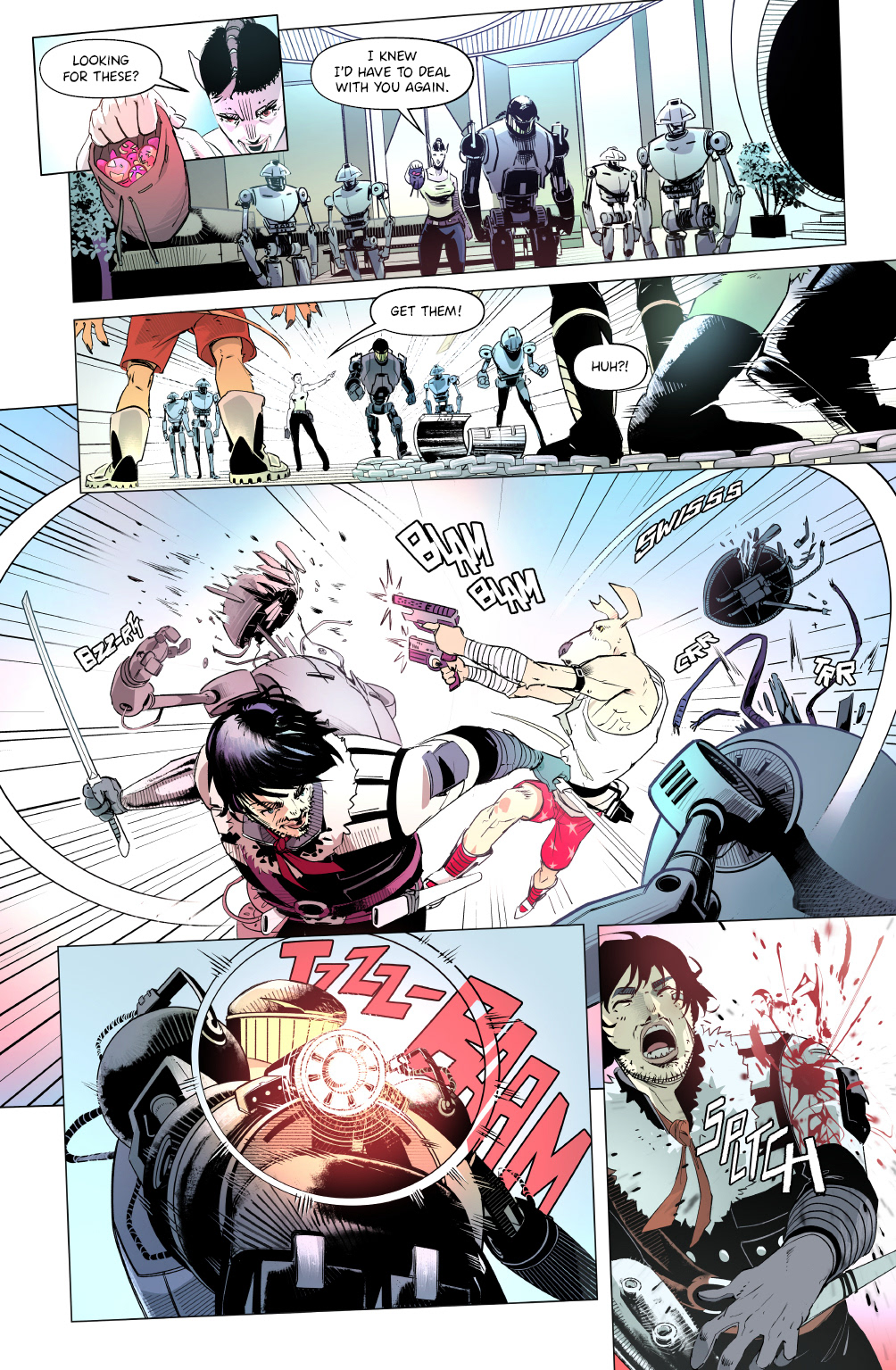 'Crunchy Star' comic pages, with line and color art by LCA represented artist, Dario D'Angelo