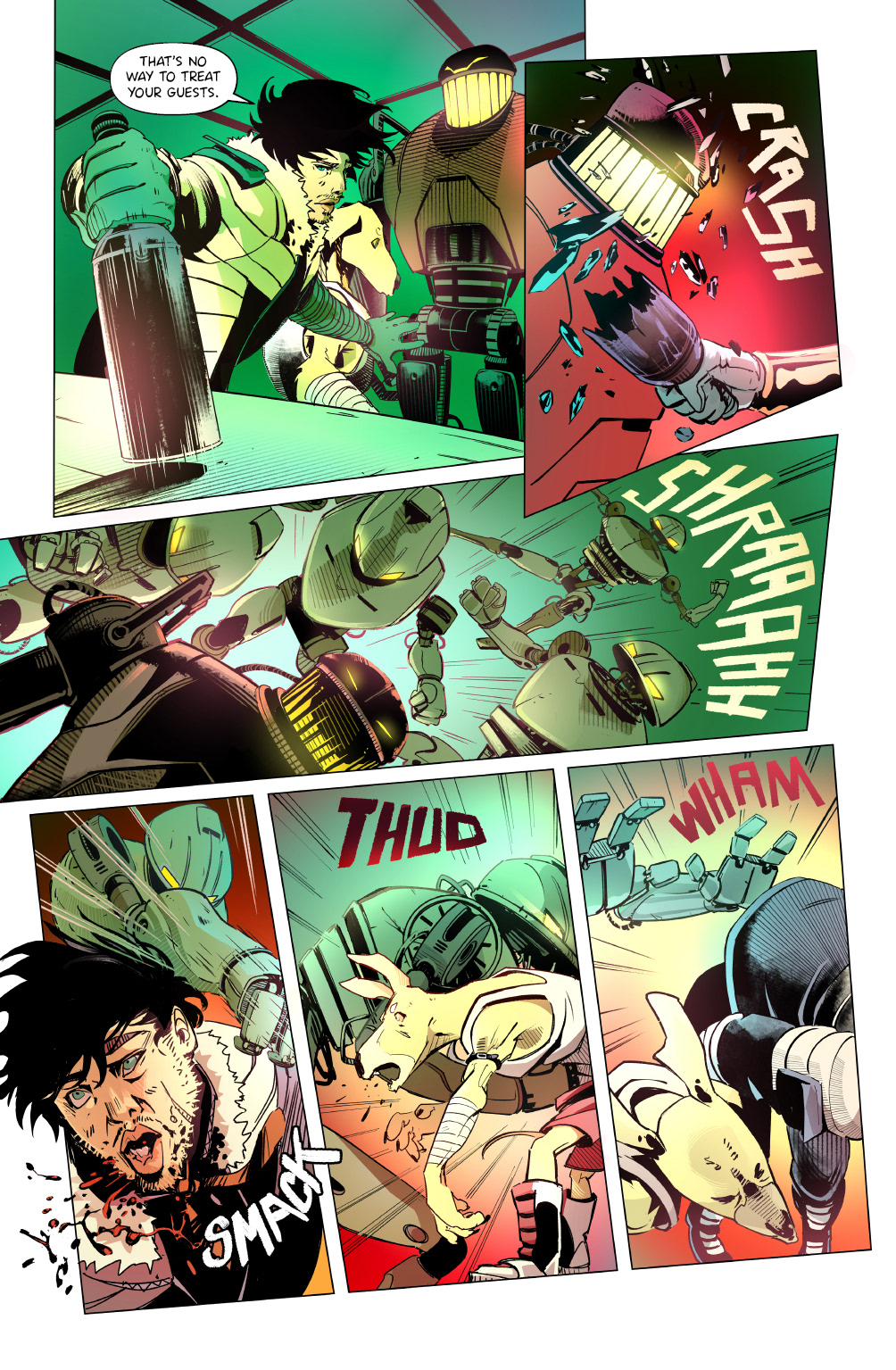 'Crunchy Star' comic pages, with line and color art by LCA represented artist, Dario D'Angelo