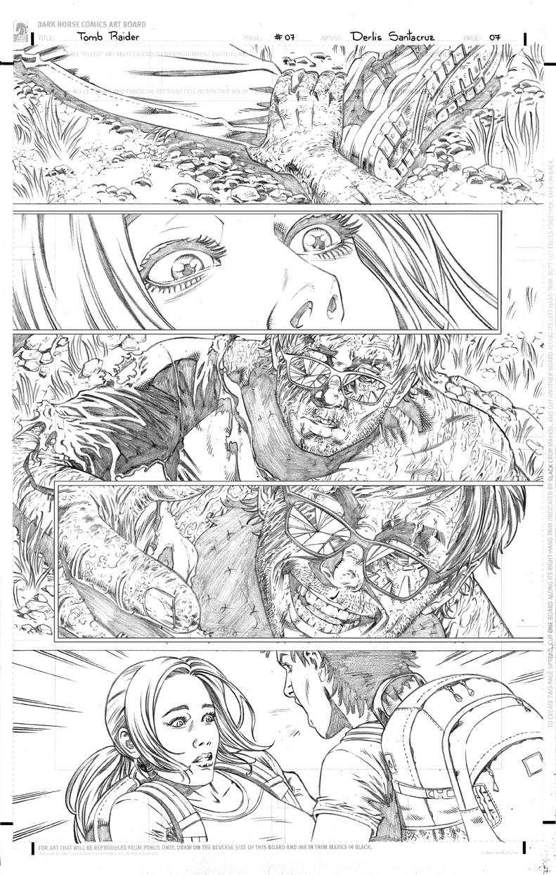Derlis S. Benitez line art on Dark Horse Comics' Tomb Raider.