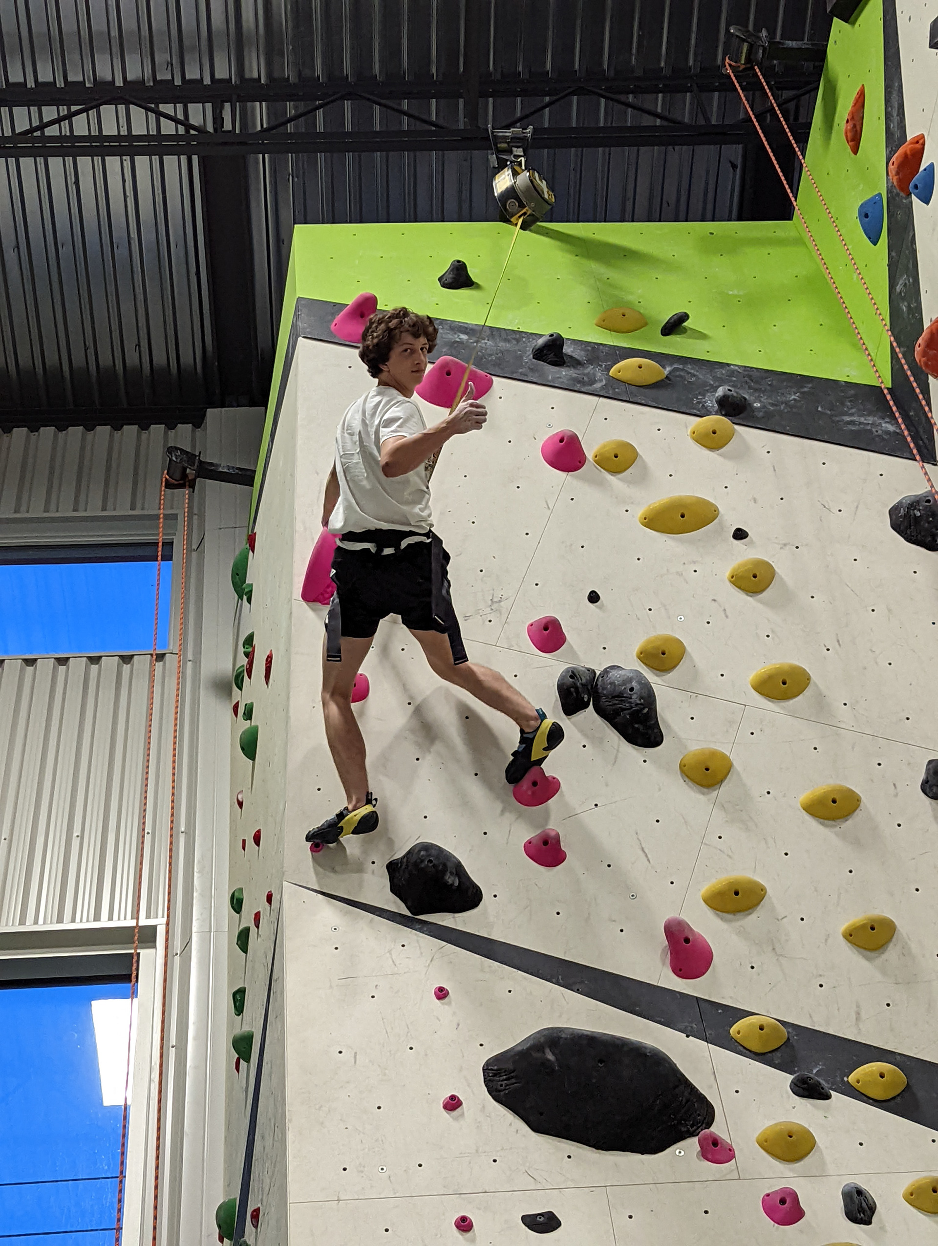 A rare sight of me climbing with a harness