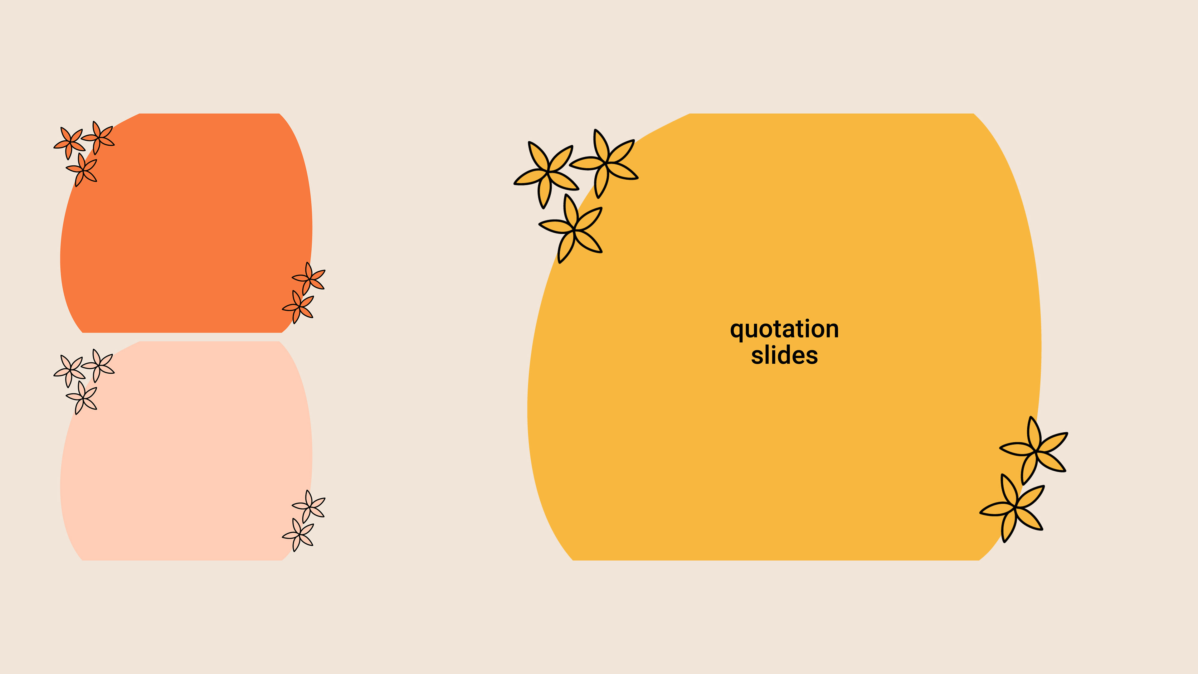 Quotation slides which include a abstract circle shape with a few flowers on the edges