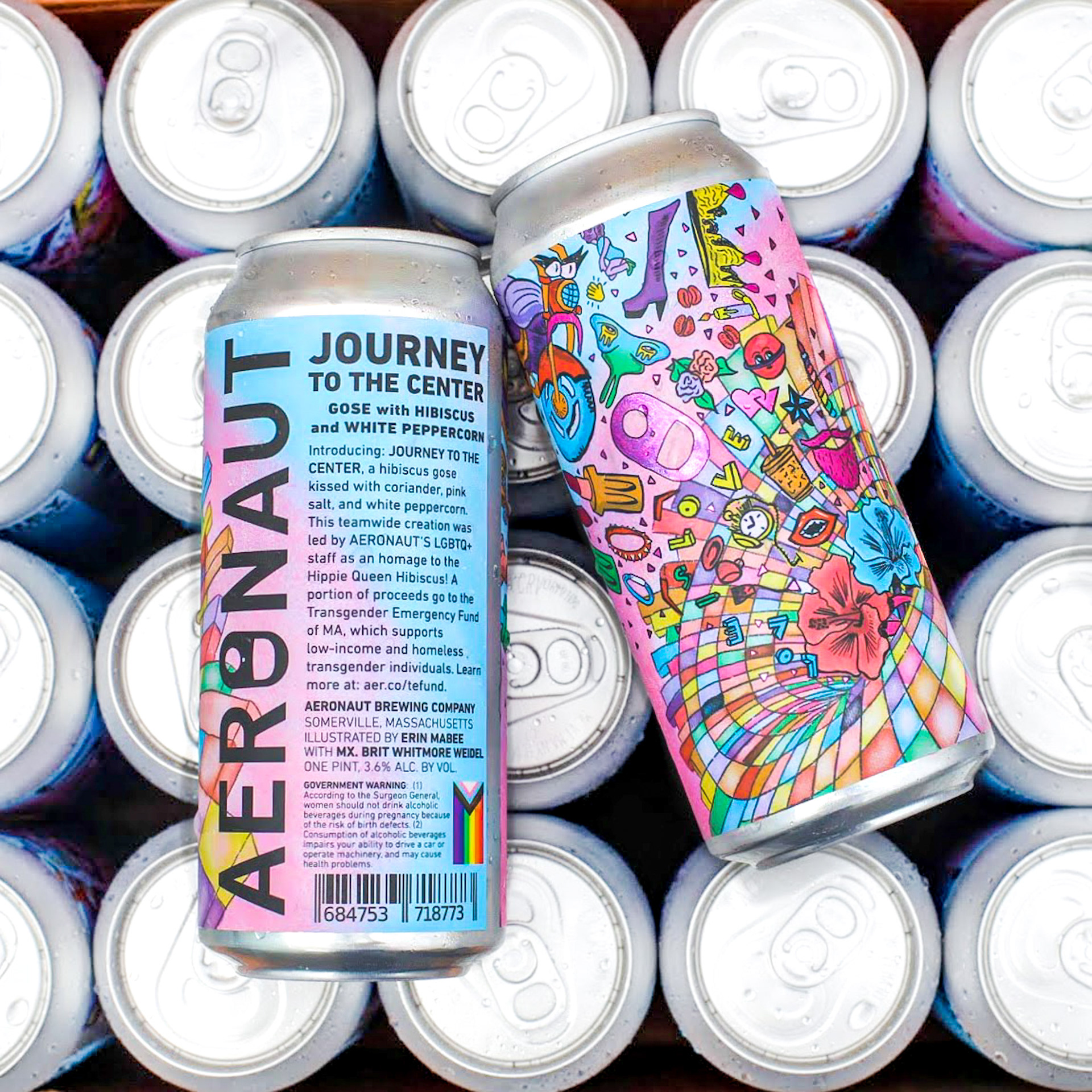 A picture of the beer label on the beer can sitting on top a case of beers