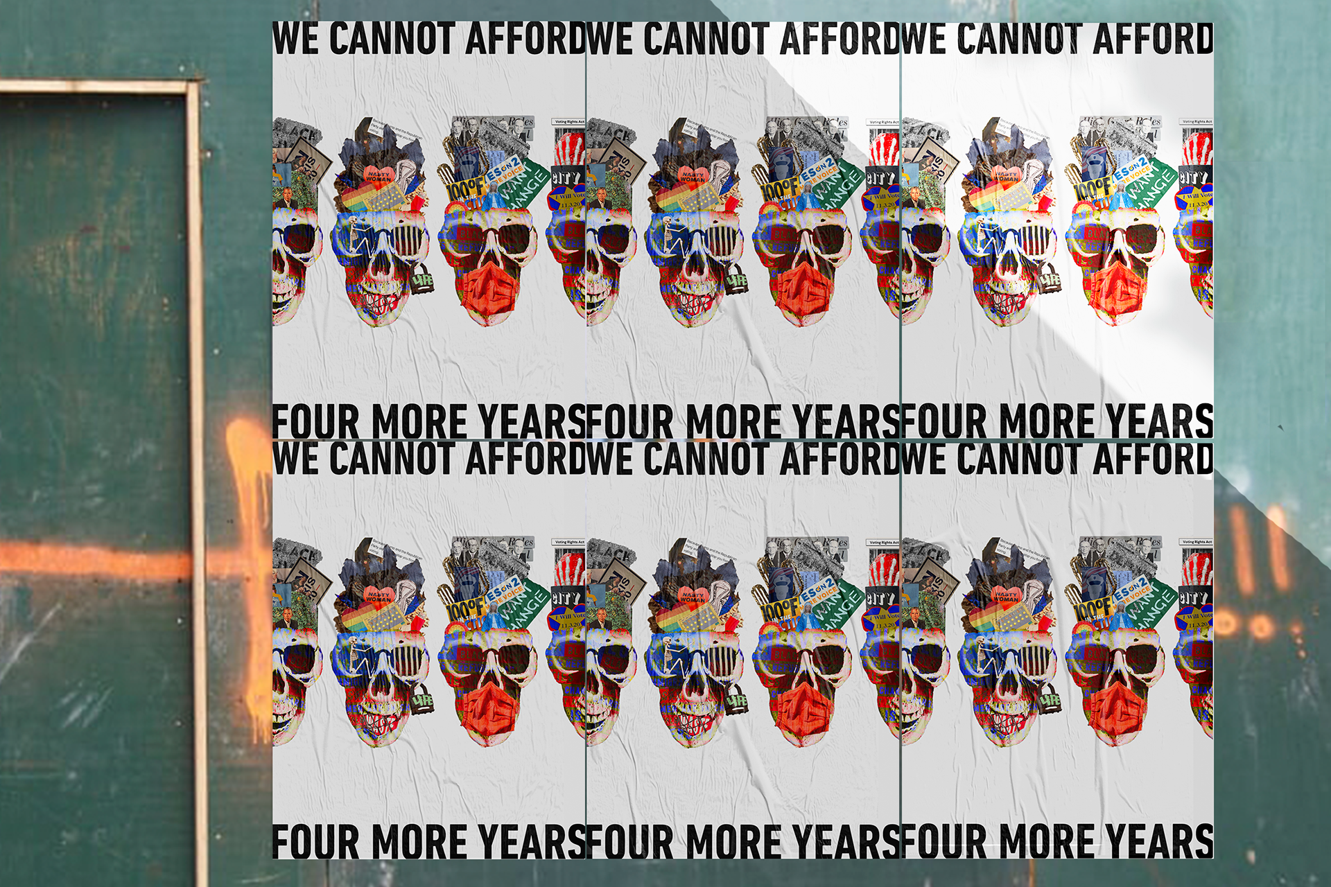 A mockup of posters on the election "we cannot afford four more years"