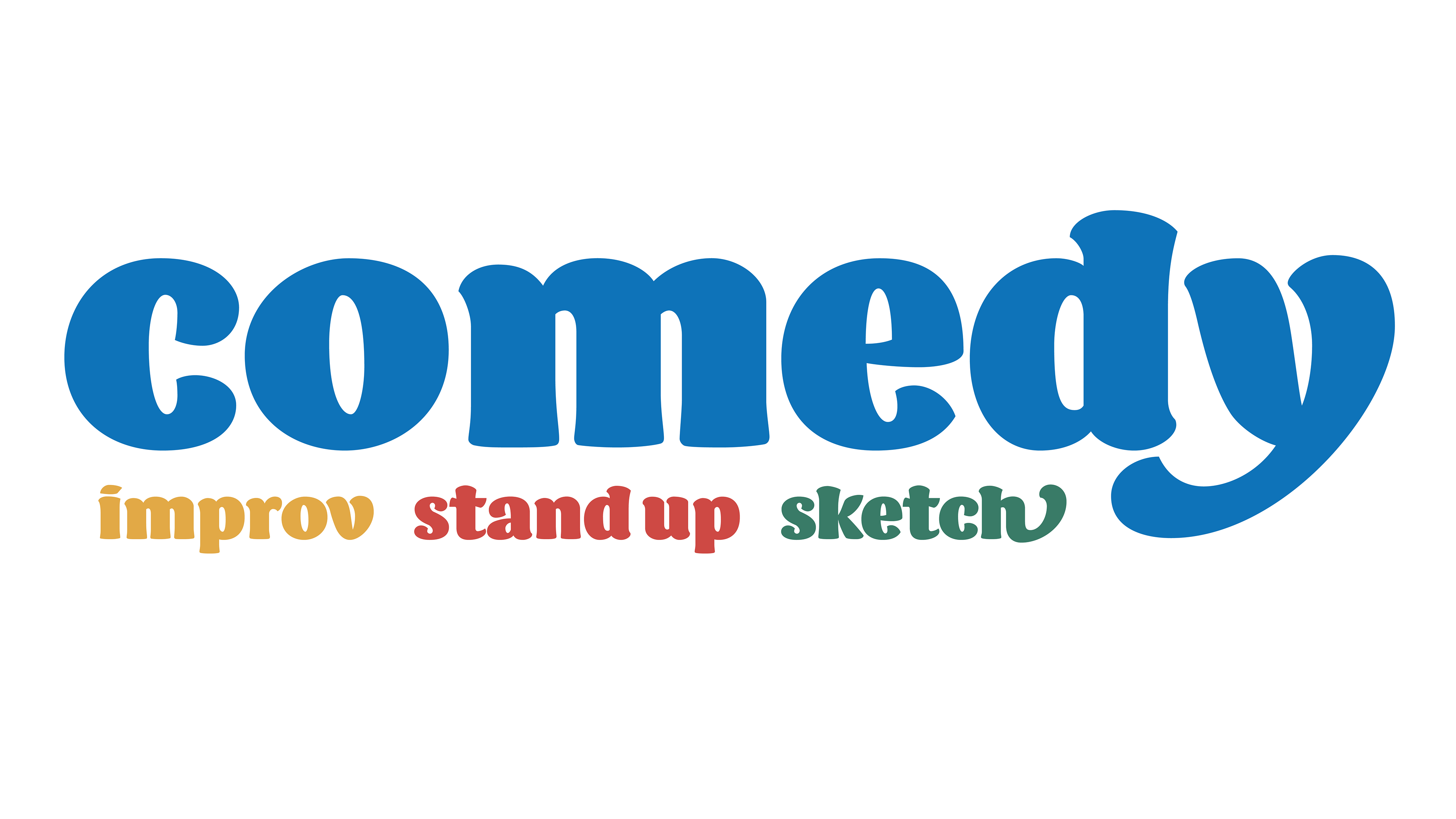 The word Comedy in the new typeface