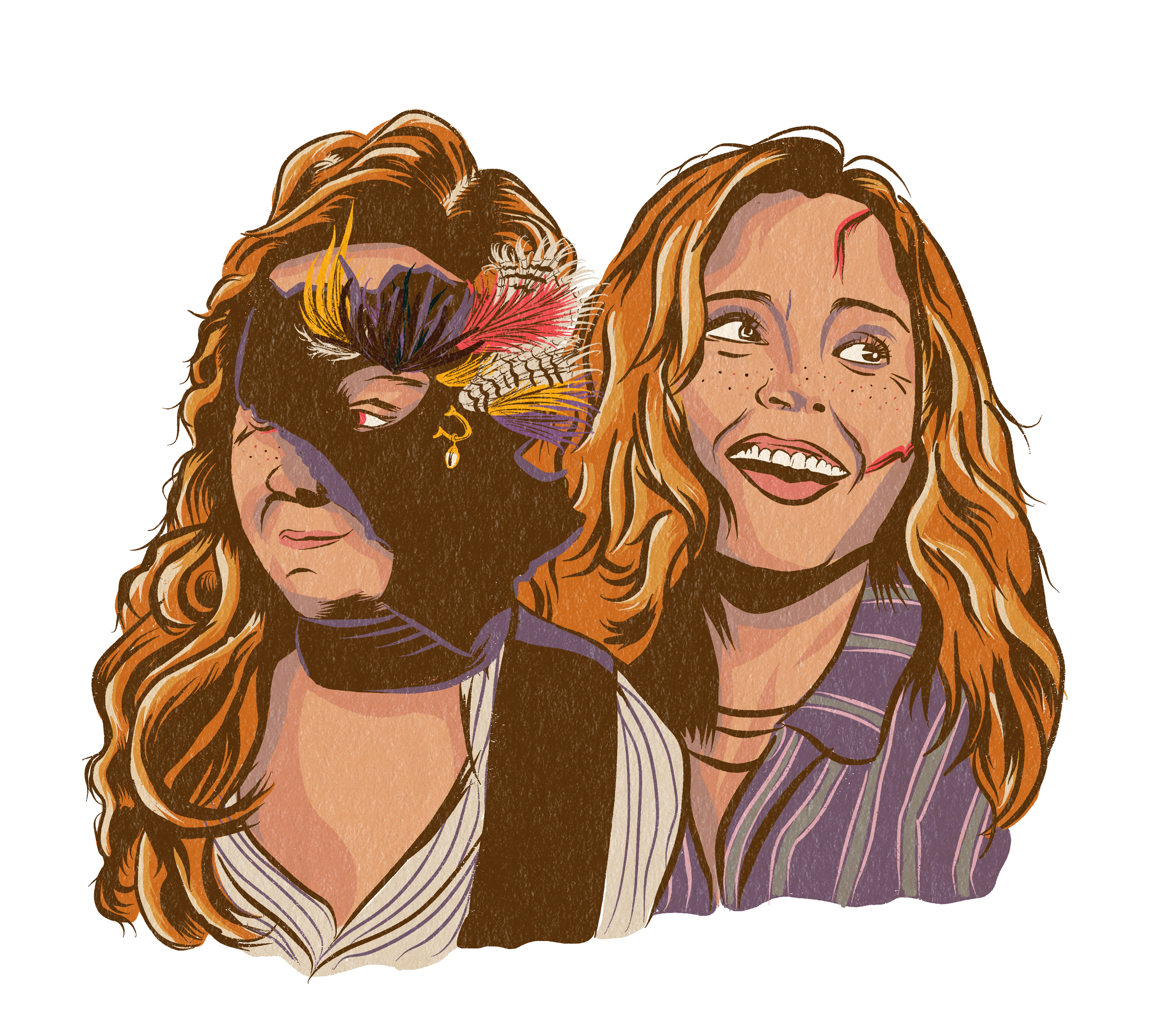 This design is of the two actors who play the character Van, both the young and the old, in a comic book style linework