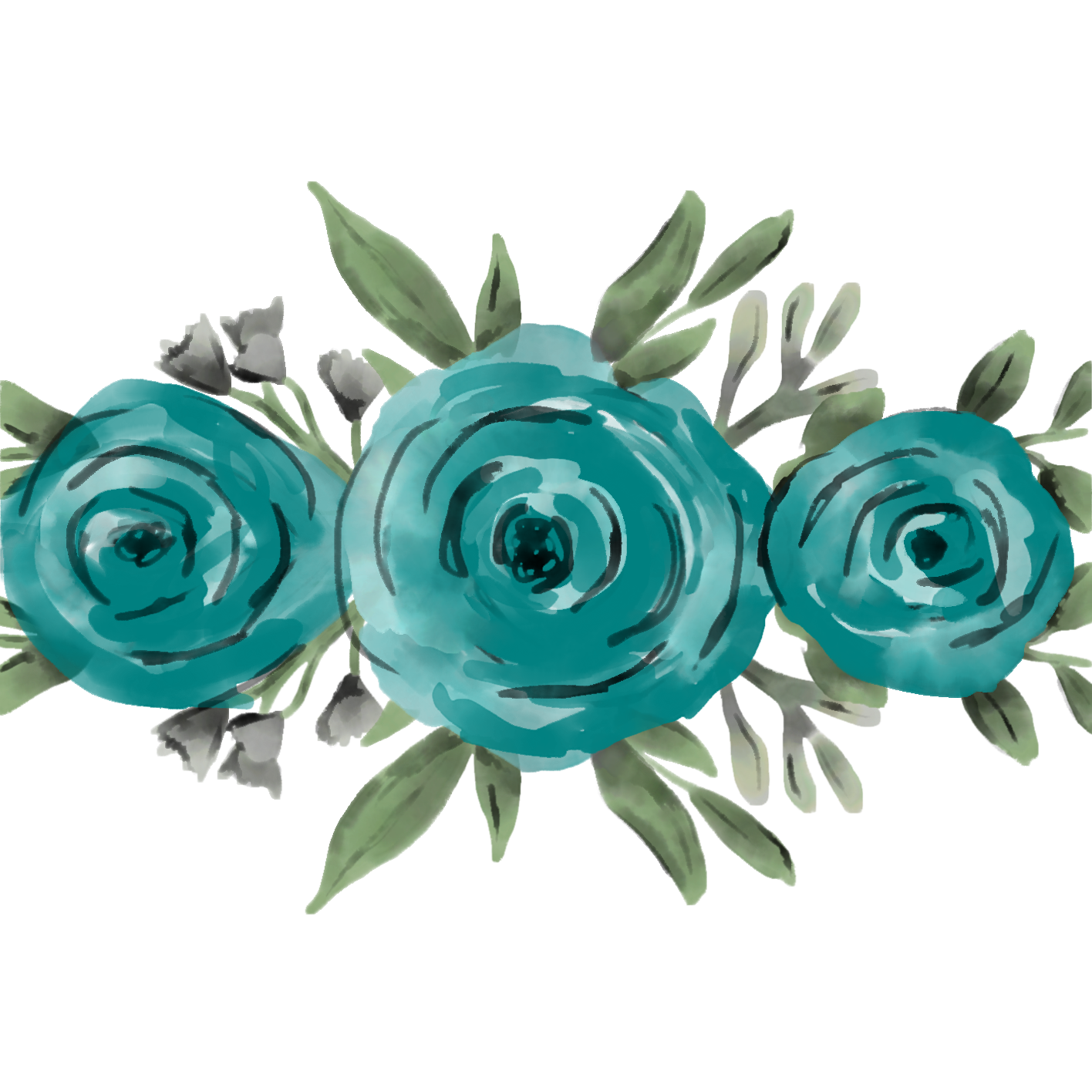 A png of the watercolor flowers