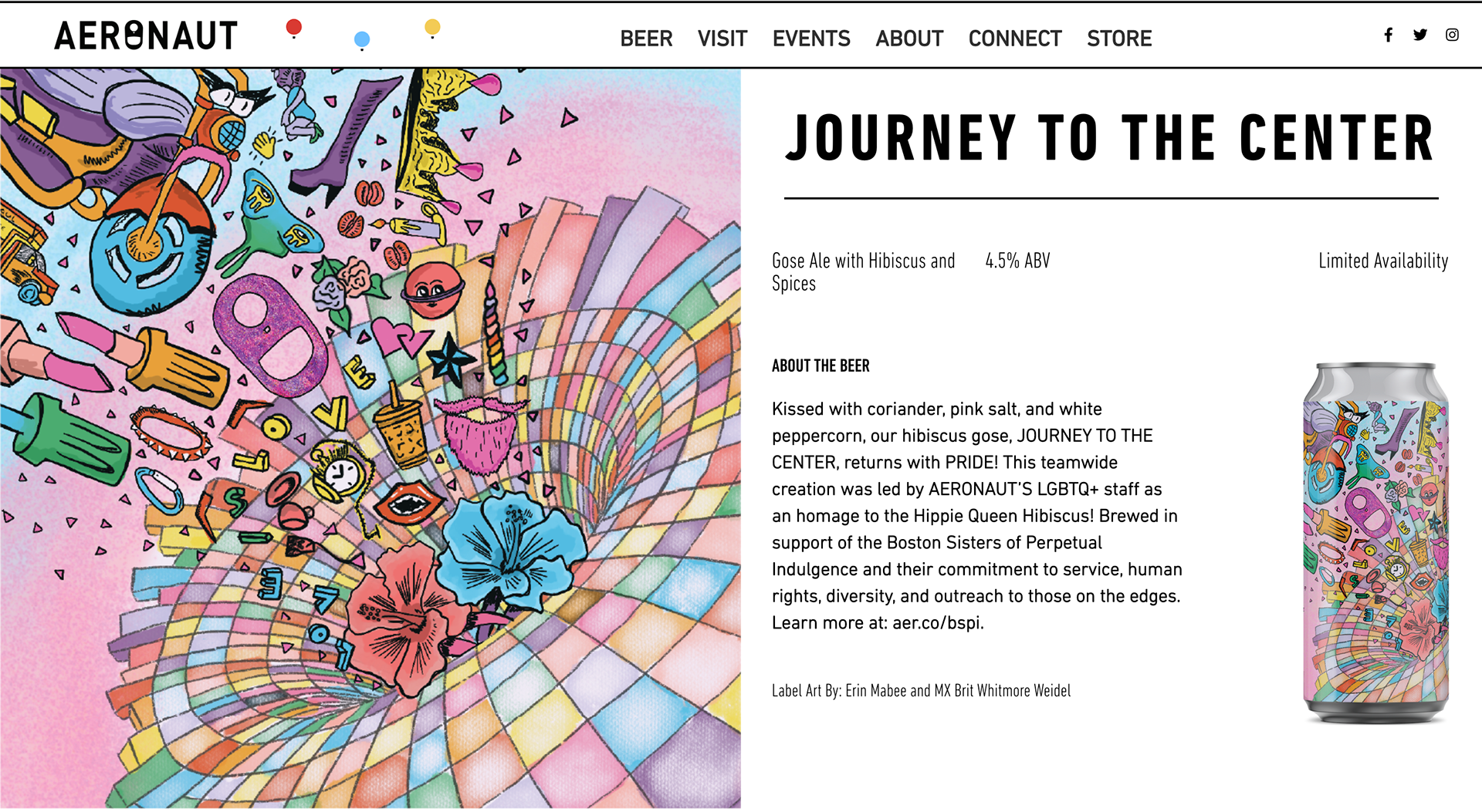 The webpage about the beer describing the beer, ABV, etc.