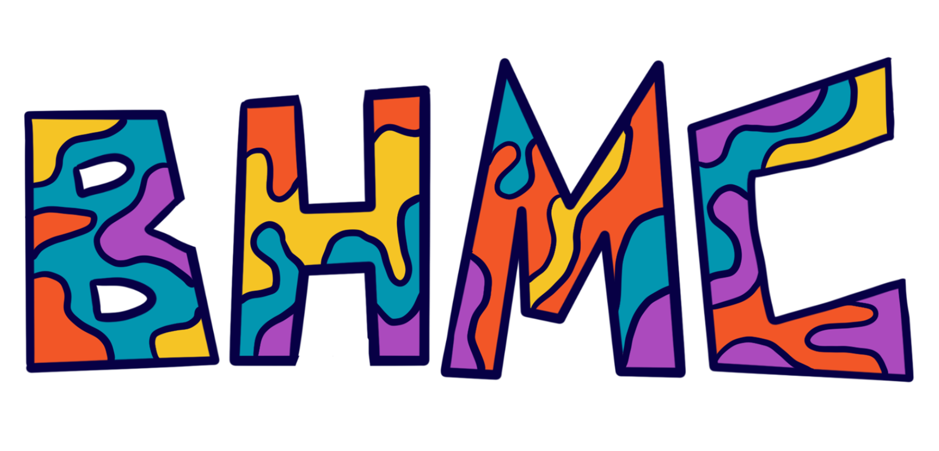 A version of a logo with abstract colorful shapes