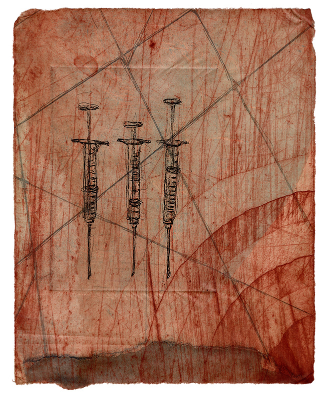 Start: After Stagnation, Etching, Tea Stained Paper, 8x10" 2023