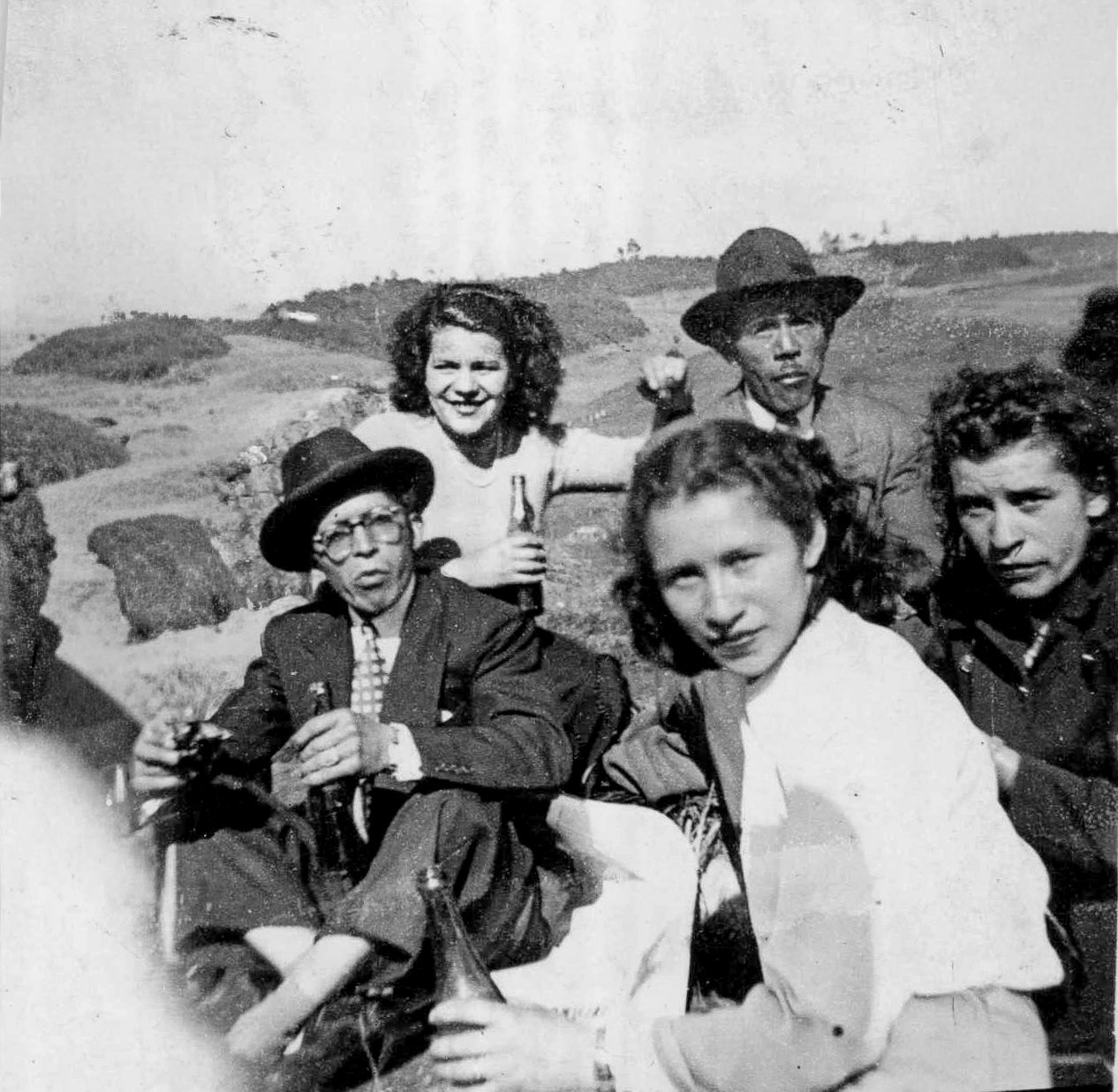 With Domingo, her brother-in-law and two sisters