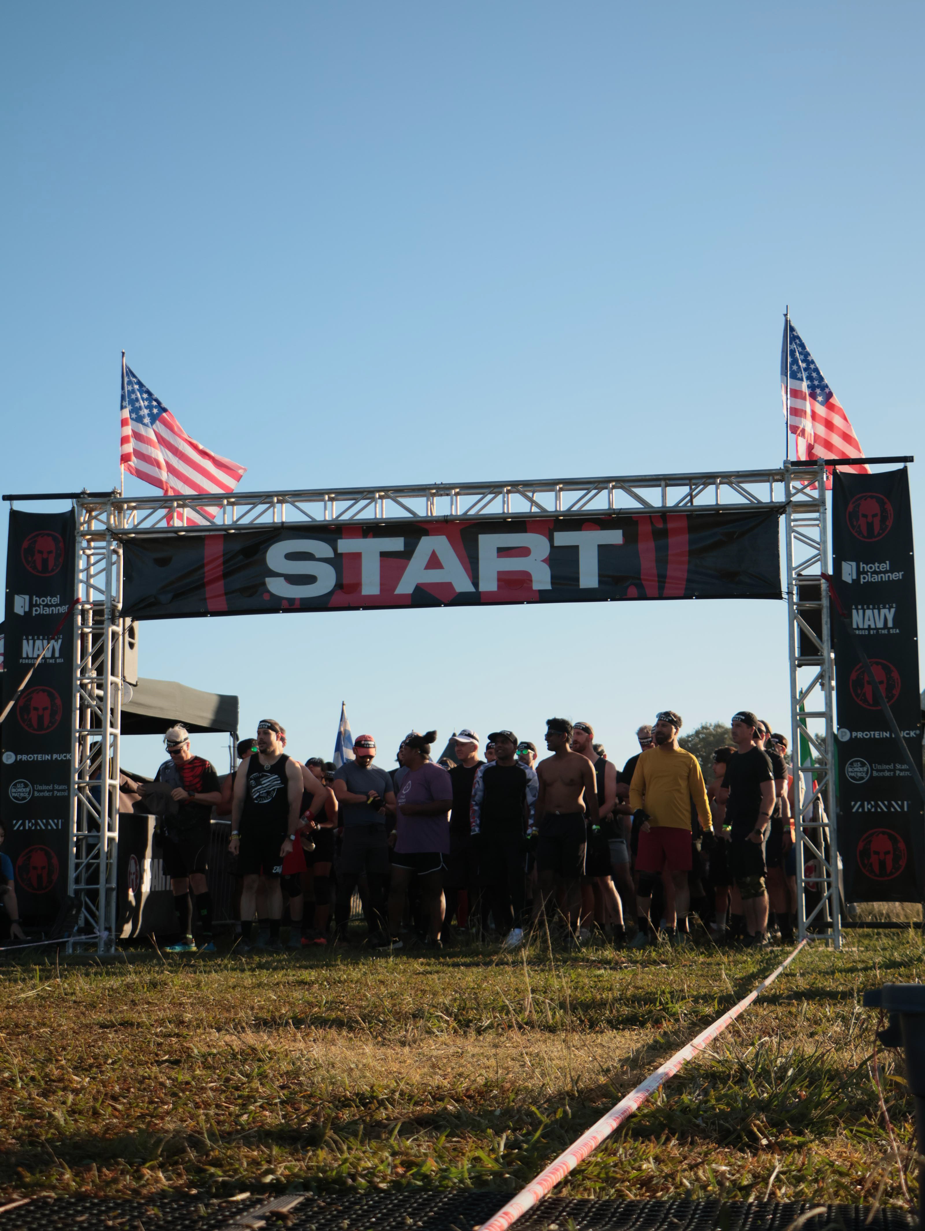 Spartan Race competitors waiting at the starting line in Northern California.