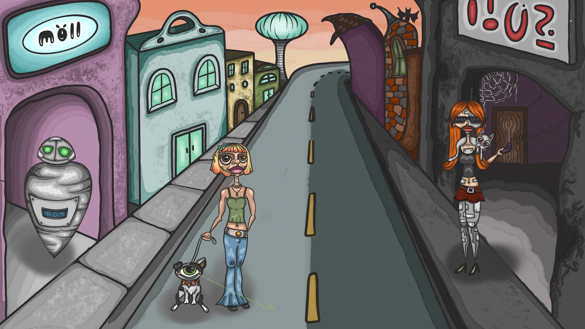 "crooked town" - ILLU 100 - procreate - november 2022